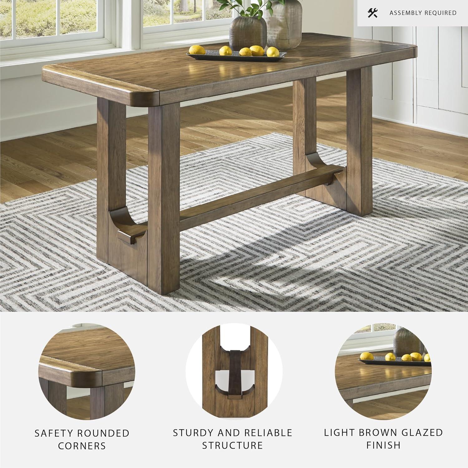 imageSignature Design by Ashley Cabalynn Casual Counter Height Dining Table with Trestle Base Light Brown