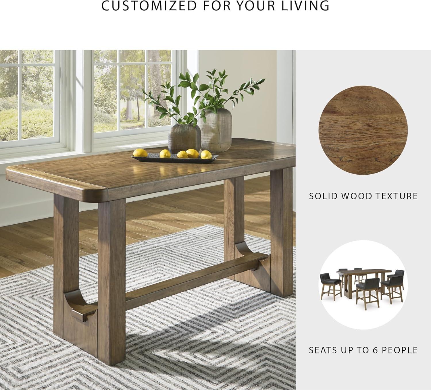 imageSignature Design by Ashley Cabalynn Casual Counter Height Dining Table with Trestle Base Light Brown