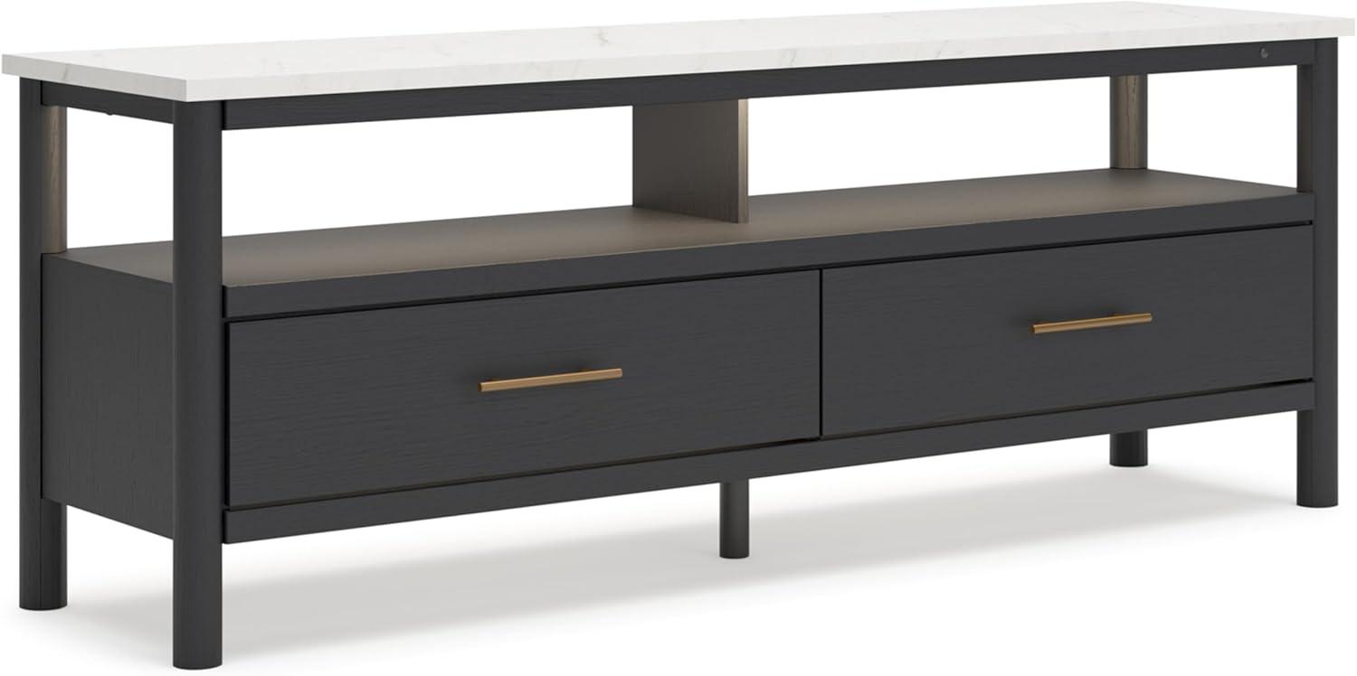 imageSignature Design by Ashley Cadmori Traditional 72quot TV Stand for TVs up to 82quot with Ambient Lighting Open Shelf and Drawers Black ampamp WhiteBlack White