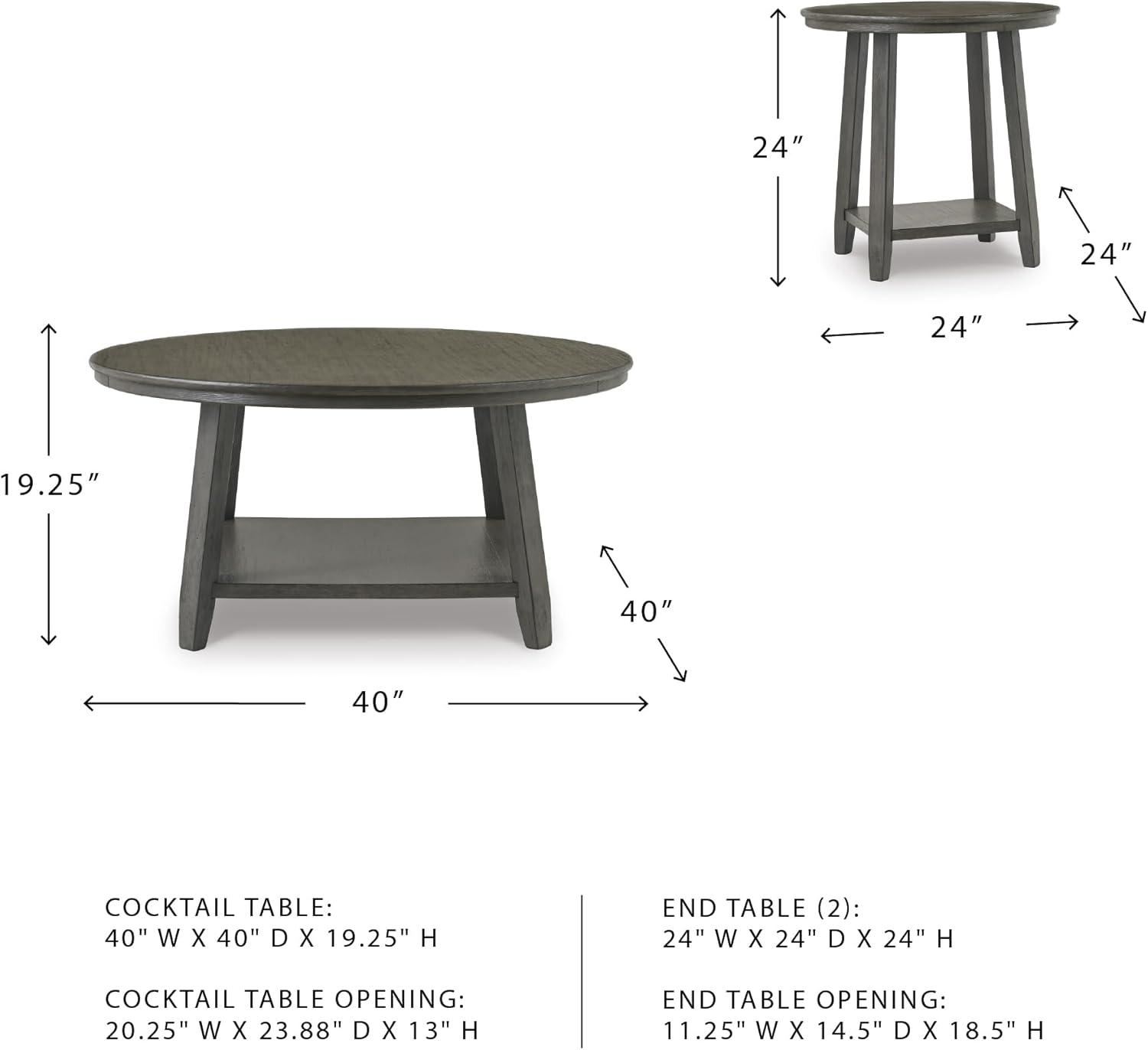 imageSignature Design by Ashley Caitbrook Neutral 3 Piece Table Set with Coffee ampamp 2 End Tables Grayish BrownBrown