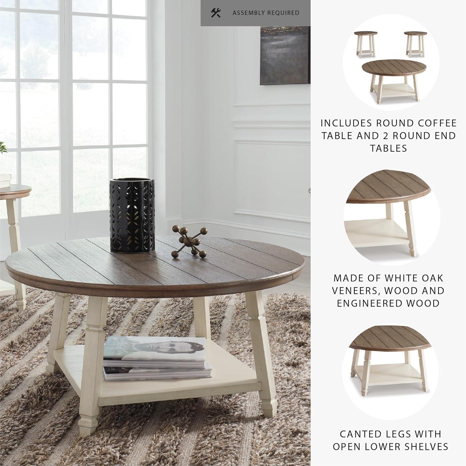 imageSignature Design by Ashley Caitbrook Neutral 3 Piece Table Set with Coffee ampamp 2 End Tables Grayish BrownWhitewash