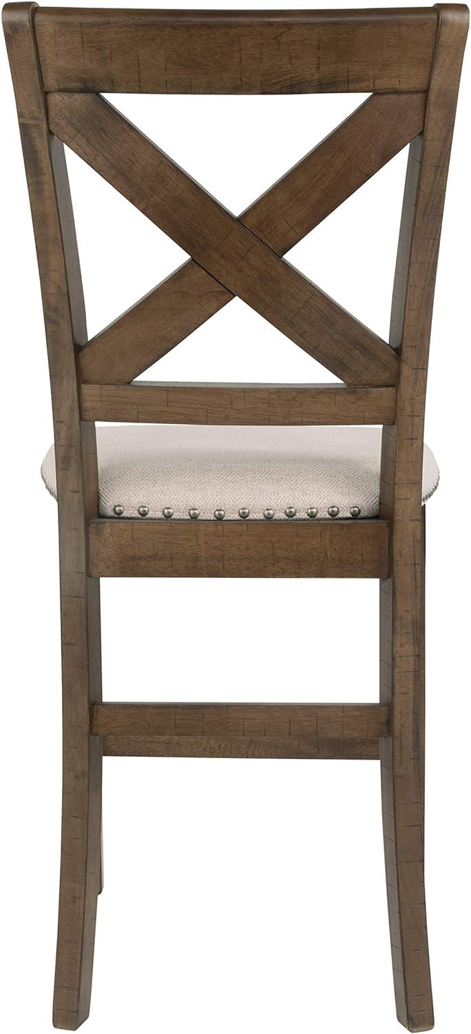 imageSignature Design by Ashley Caitbrook Rustic 2463quot Counter Height Upholstered Barstool Set of 2 GrayBrown