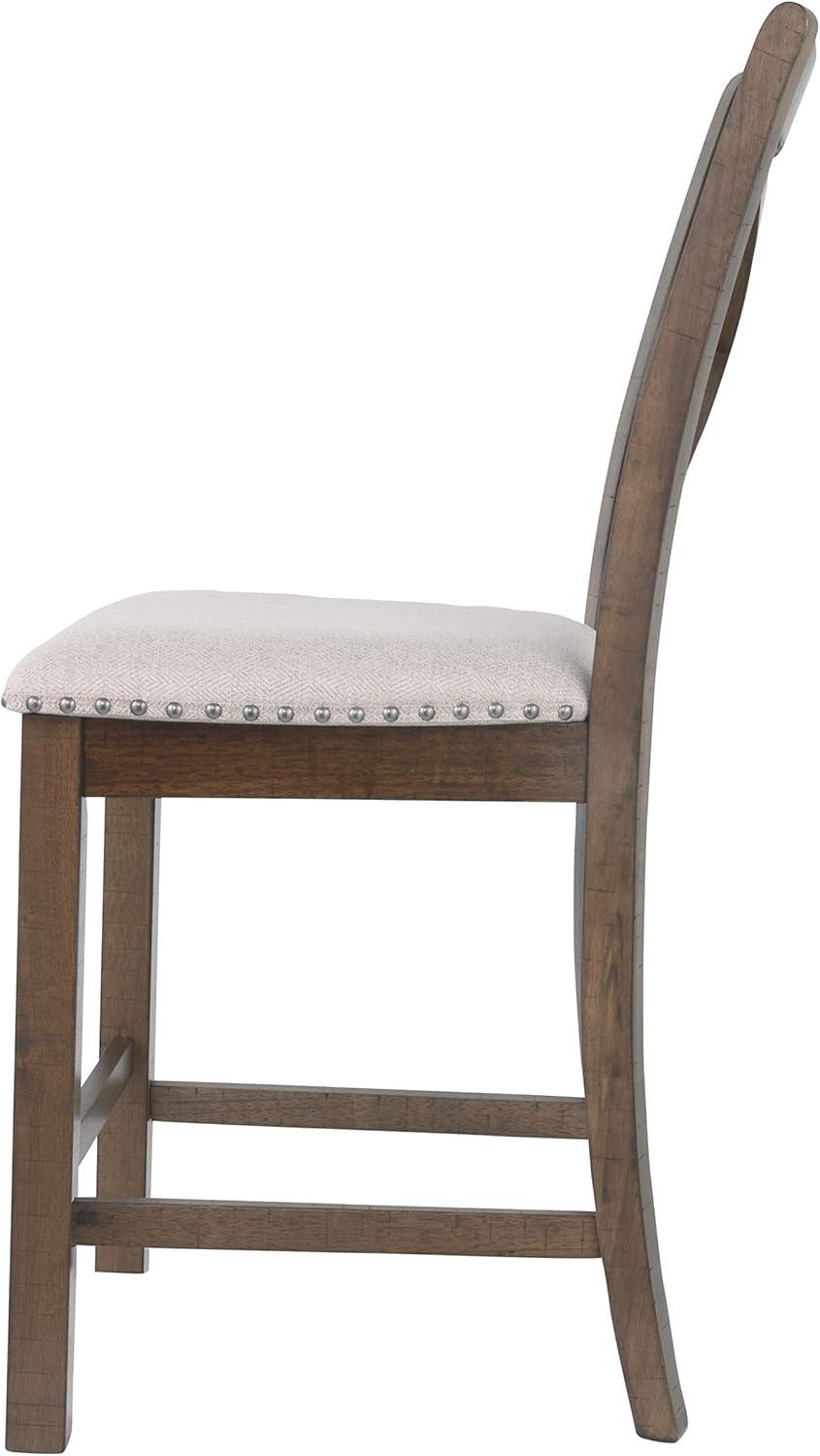 imageSignature Design by Ashley Caitbrook Rustic 2463quot Counter Height Upholstered Barstool Set of 2 GrayBrown