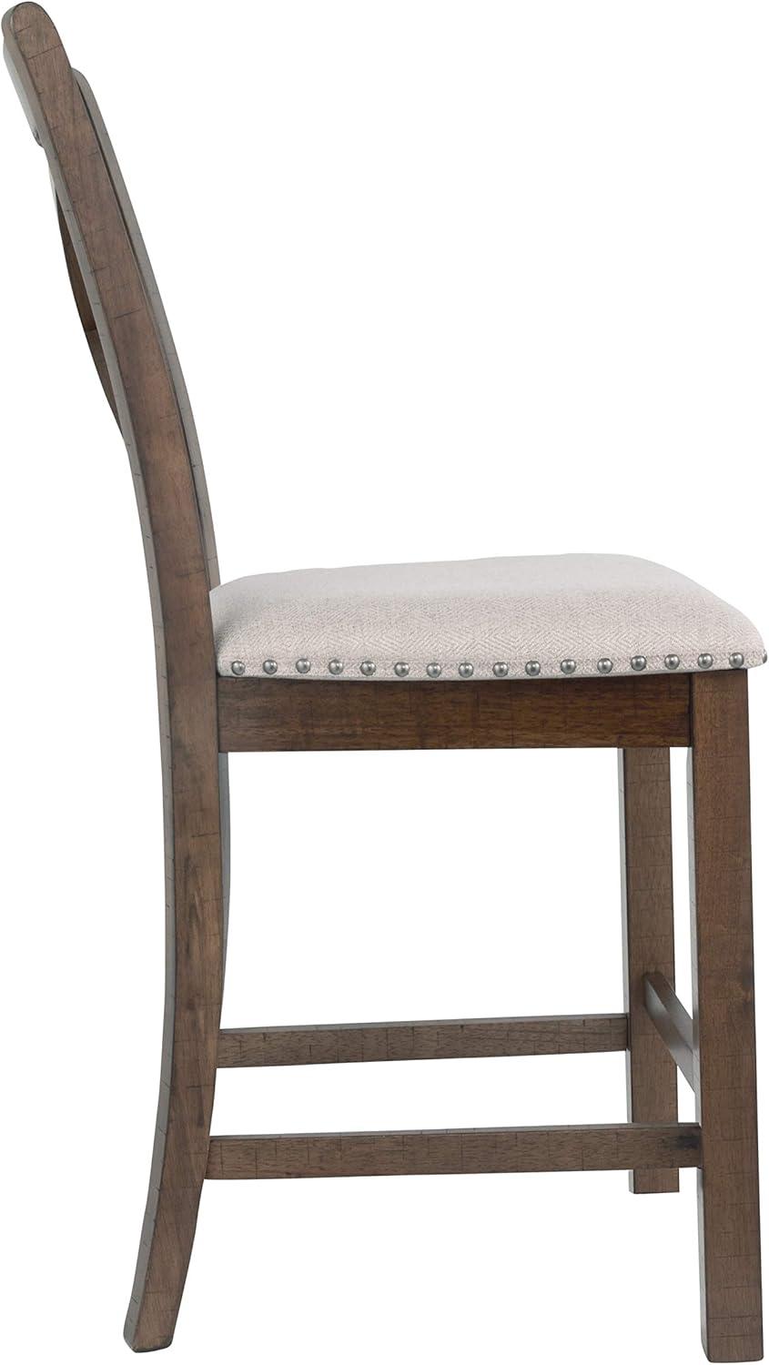imageSignature Design by Ashley Caitbrook Rustic 2463quot Counter Height Upholstered Barstool Set of 2 GrayBrown