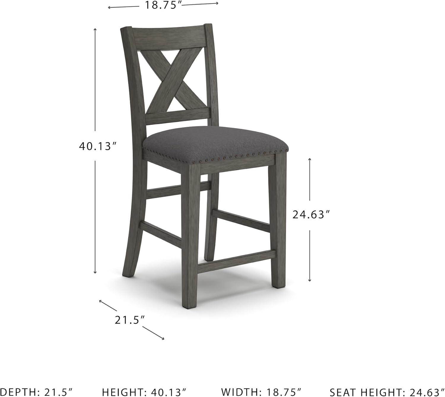 imageSignature Design by Ashley Caitbrook Rustic 2463quot Counter Height Upholstered Barstool Set of 2 GrayDark Gray