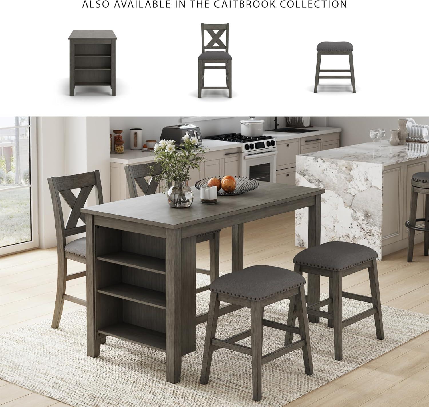 imageSignature Design by Ashley Caitbrook Rustic 2463quot Counter Height Upholstered Barstool Set of 2 GrayDark Gray