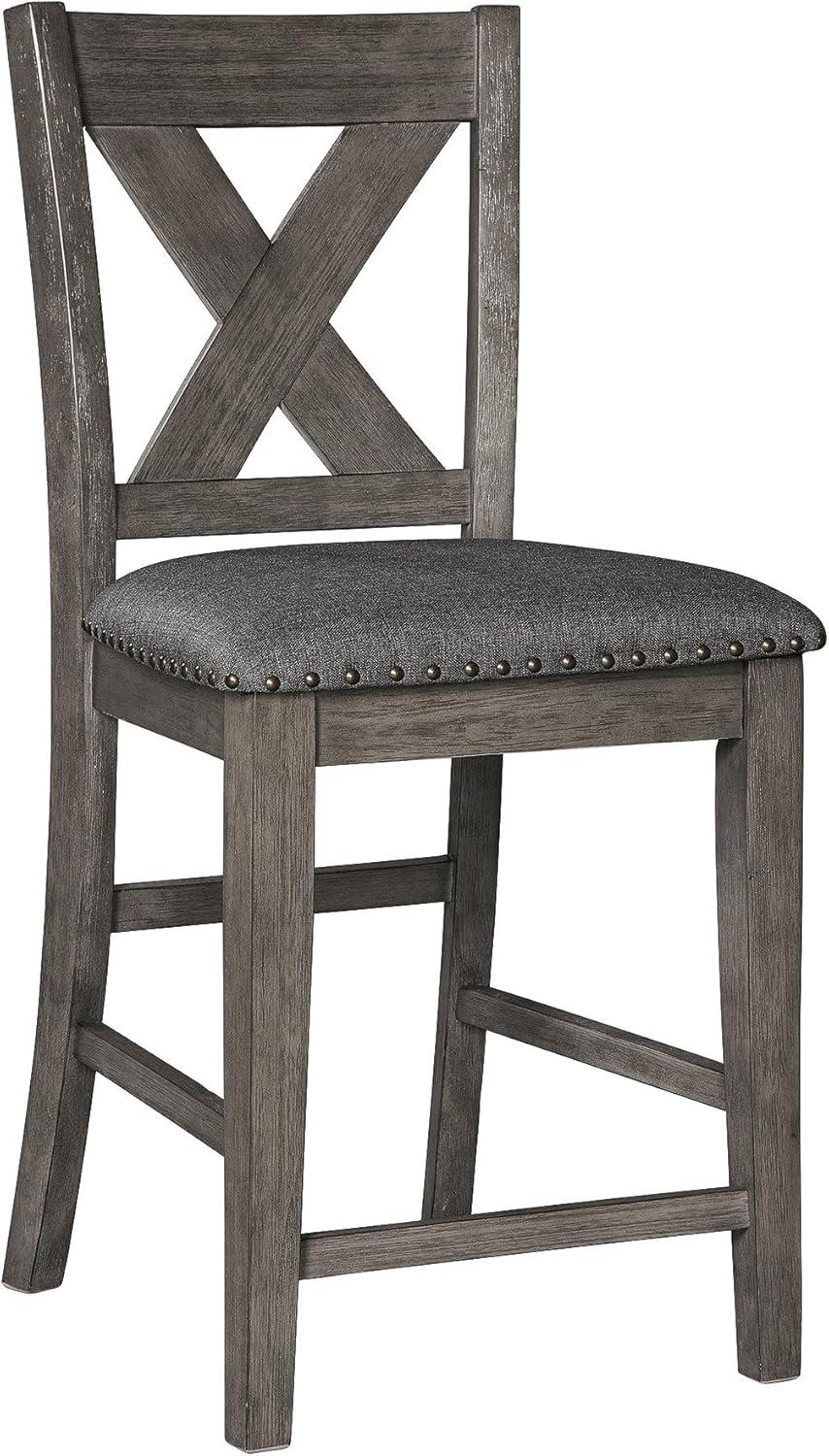 imageSignature Design by Ashley Caitbrook Rustic 2463quot Counter Height Upholstered Barstool Set of 2 GrayDark Gray