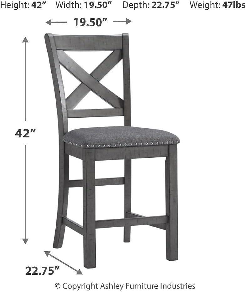 imageSignature Design by Ashley Caitbrook Rustic 2463quot Counter Height Upholstered Barstool Set of 2 GrayGrey