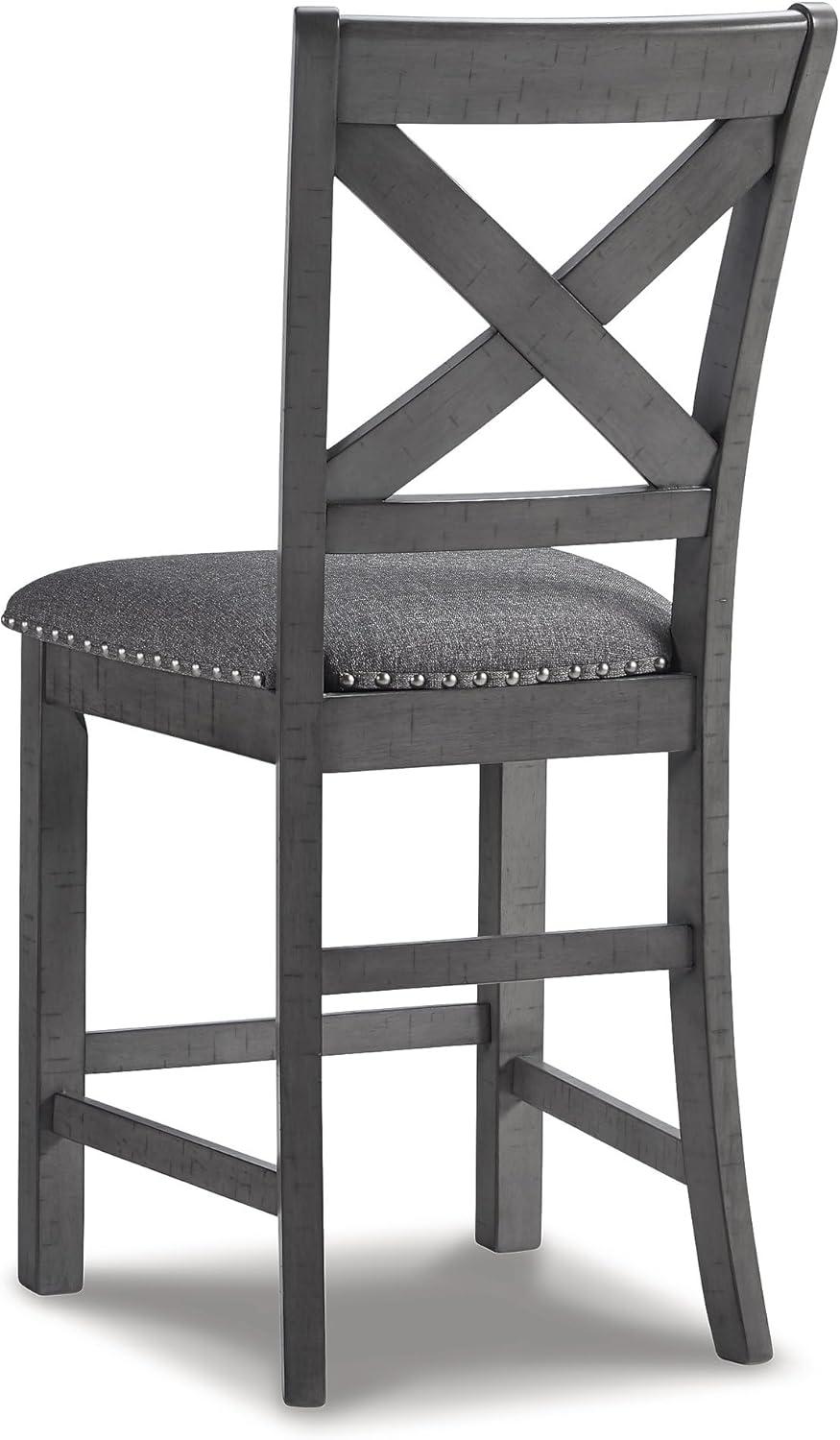 imageSignature Design by Ashley Caitbrook Rustic 2463quot Counter Height Upholstered Barstool Set of 2 GrayGrey