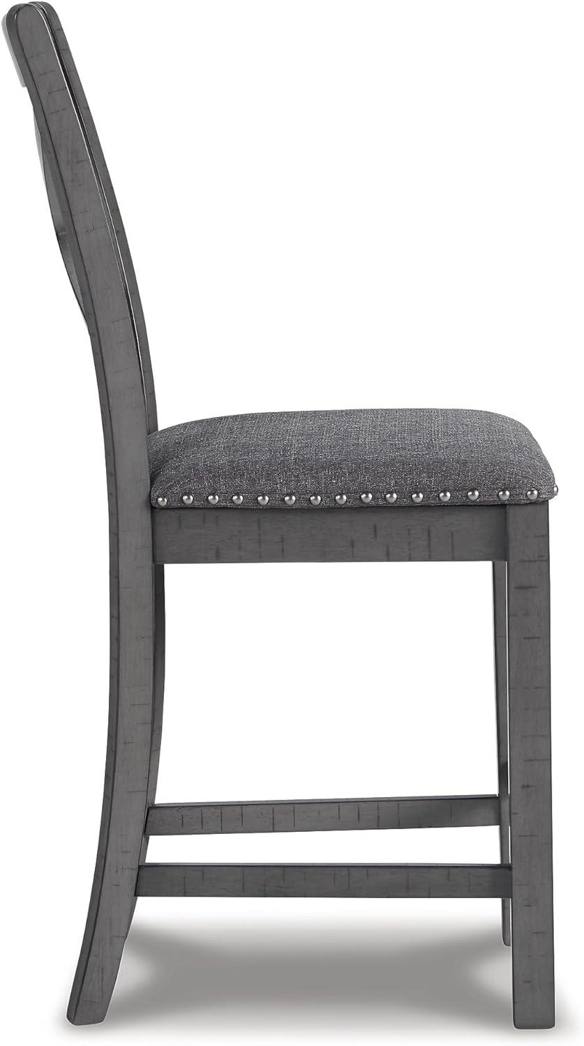 imageSignature Design by Ashley Caitbrook Rustic 2463quot Counter Height Upholstered Barstool Set of 2 GrayGrey