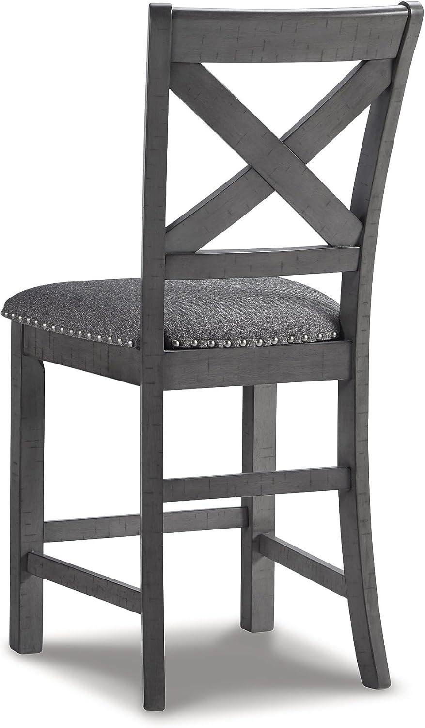 imageSignature Design by Ashley Caitbrook Rustic 2463quot Counter Height Upholstered Barstool Set of 2 GrayGrey