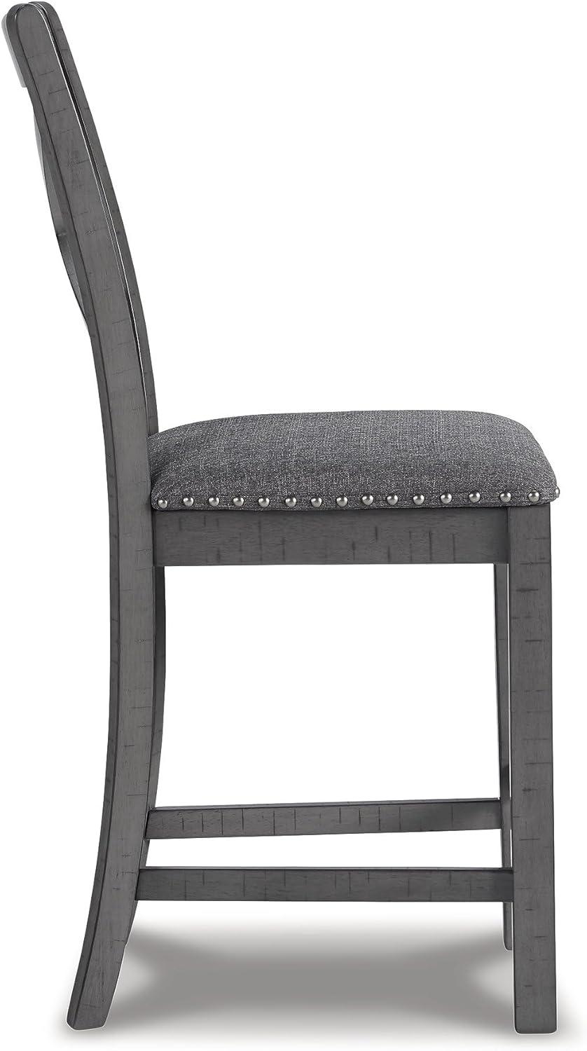 imageSignature Design by Ashley Caitbrook Rustic 2463quot Counter Height Upholstered Barstool Set of 2 GrayGrey