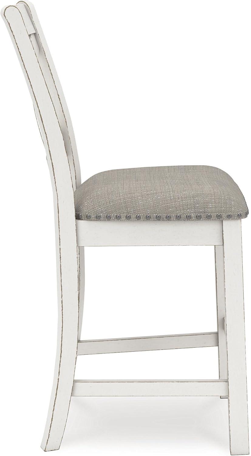 imageSignature Design by Ashley Caitbrook Rustic 2463quot Counter Height Upholstered Barstool Set of 2 GrayWhite