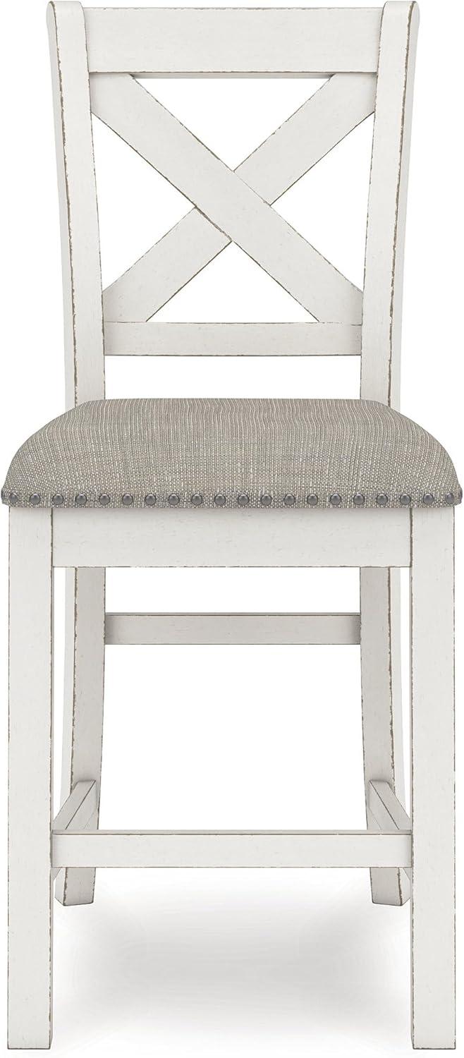 imageSignature Design by Ashley Caitbrook Rustic 2463quot Counter Height Upholstered Barstool Set of 2 GrayWhite