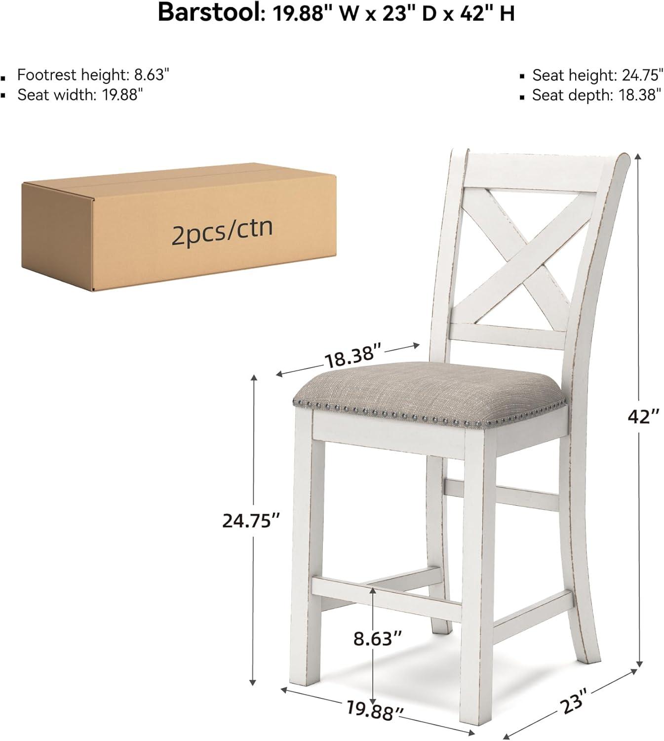 imageSignature Design by Ashley Caitbrook Rustic 2463quot Counter Height Upholstered Barstool Set of 2 GrayWhite