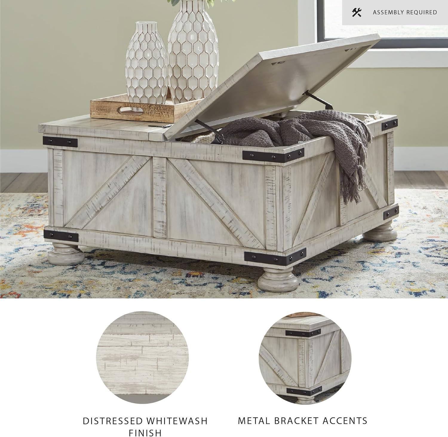 imageSignature Design by Ashley Carynhurst Casual Cocktail Table with Storage WhitewashCocktail Table