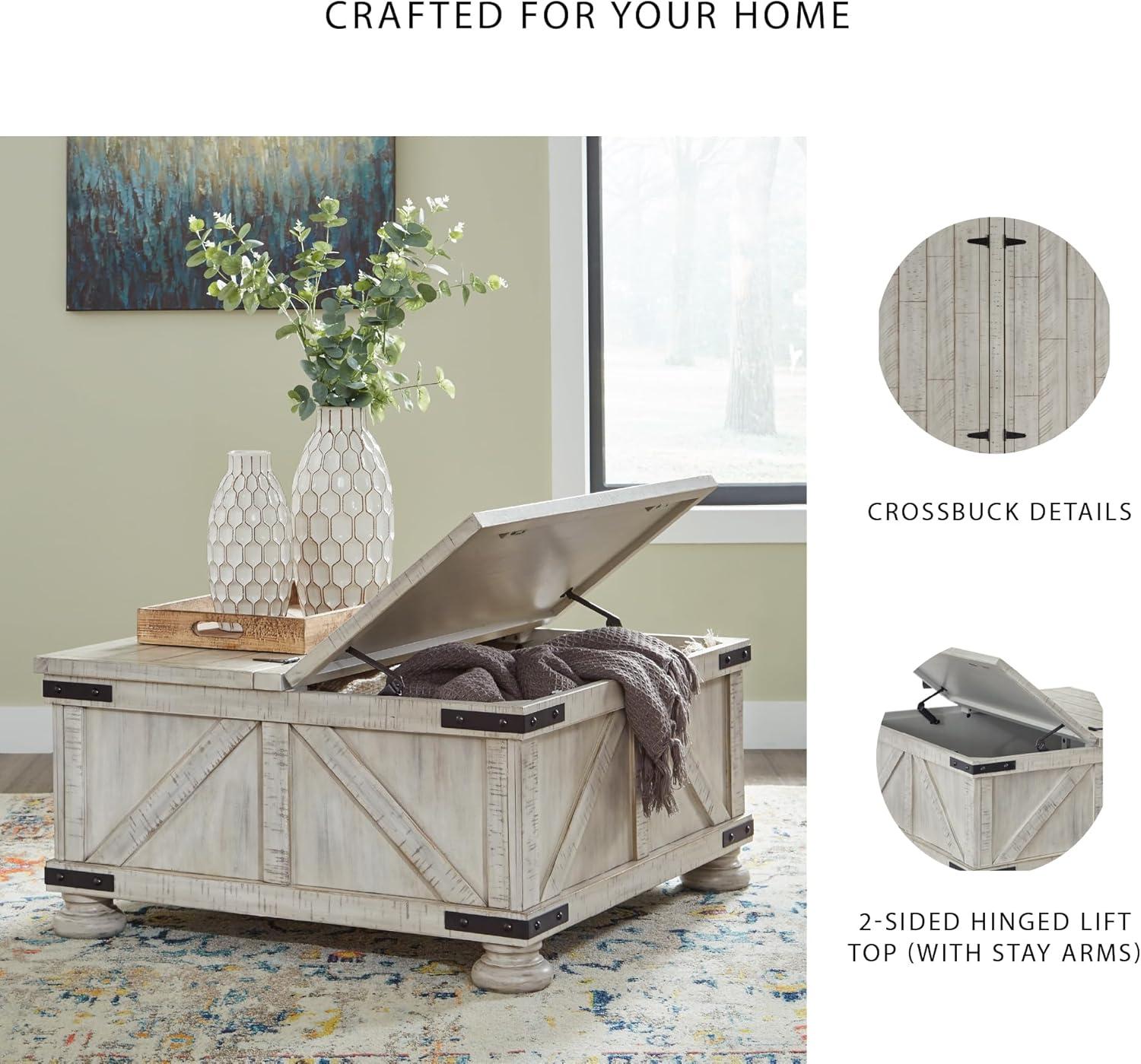 imageSignature Design by Ashley Carynhurst Casual Cocktail Table with Storage WhitewashCocktail Table