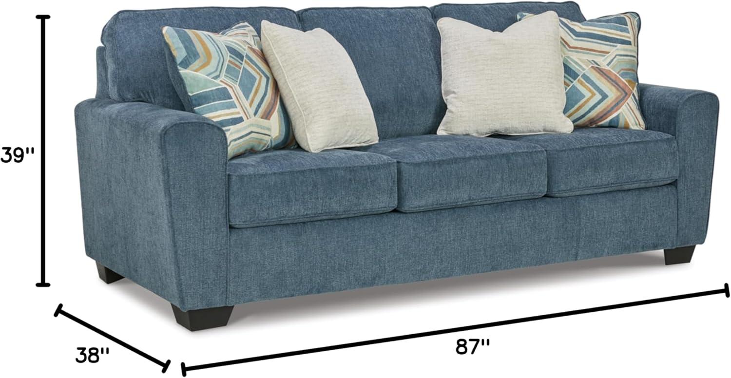 imageSignature Design by Ashley Cashton Casual 2in1 Sofa Sleeper with Folding Gel Memory Foam Mattress Queen BlueBlue