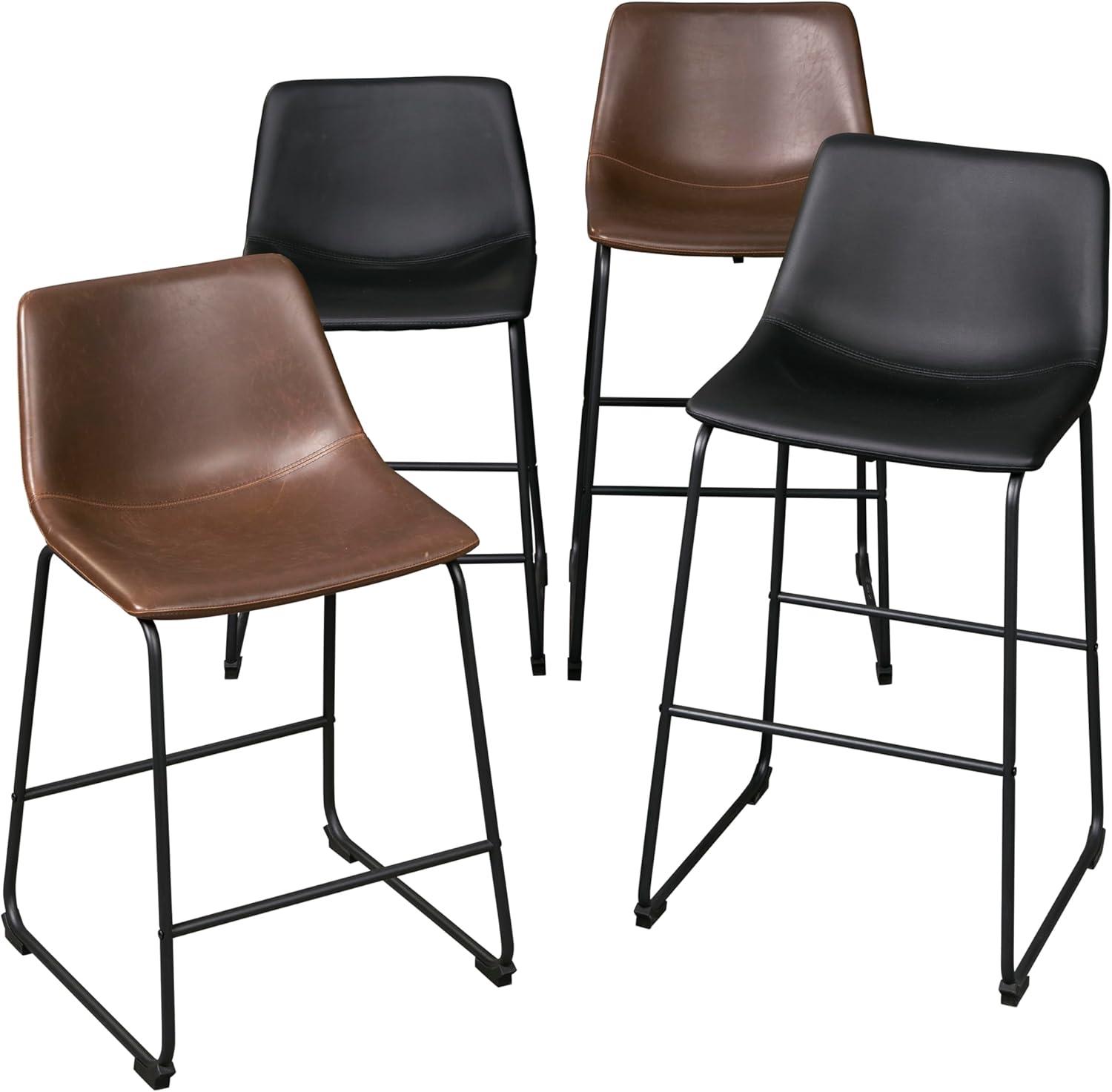 imageSignature Design by Ashley Centiar 24quot Counter Height Modern Bucket Barstool 2 Count BrownBlack