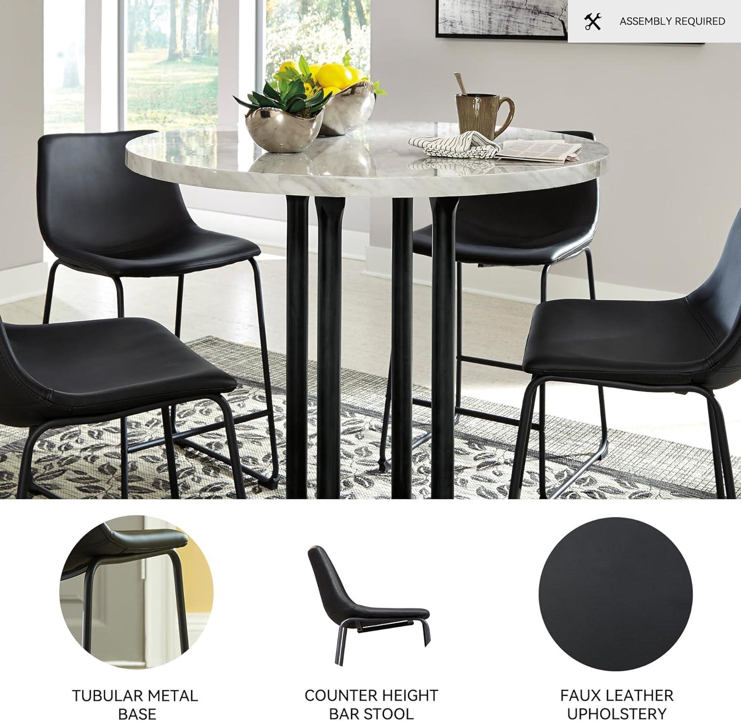 imageSignature Design by Ashley Centiar 24quot Counter Height Modern Bucket Barstool 2 Count BrownBlack