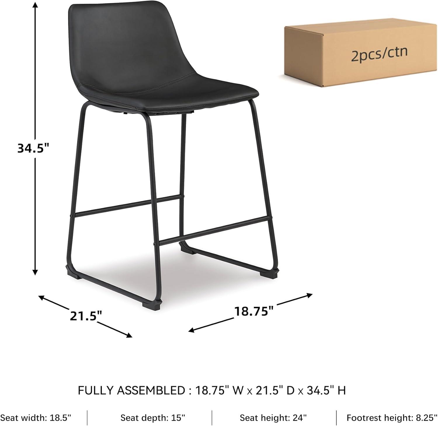 imageSignature Design by Ashley Centiar 24quot Counter Height Modern Bucket Barstool 2 Count BrownBlack
