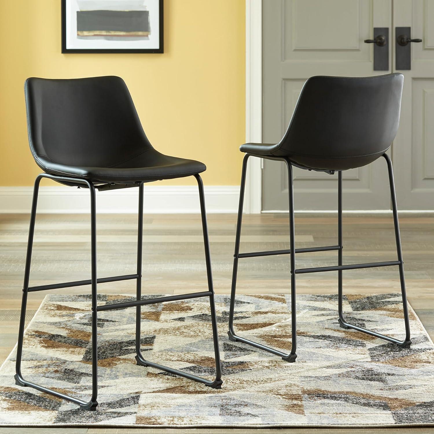 imageSignature Design by Ashley Centiar 24quot Counter Height Modern Bucket Barstool 2 Count BrownBlack