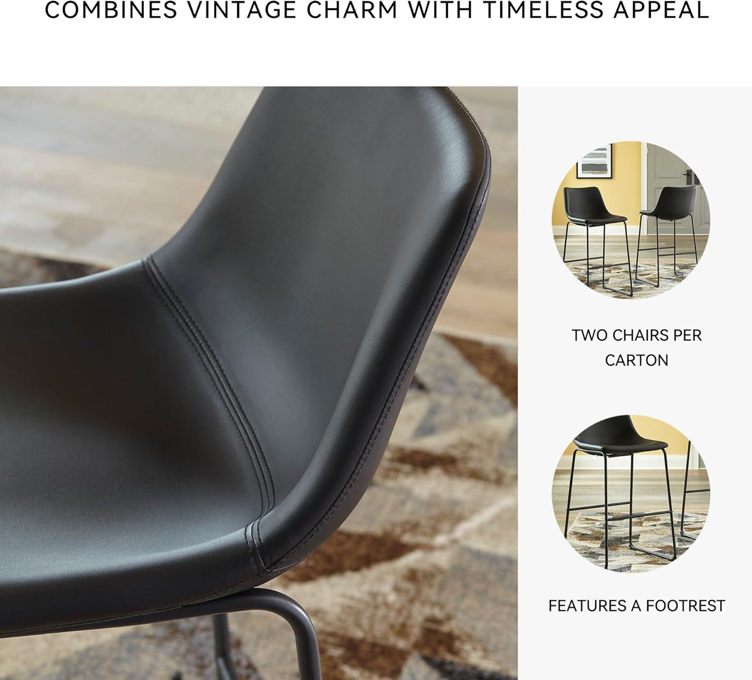 imageSignature Design by Ashley Centiar 24quot Counter Height Modern Bucket Barstool 2 Count BrownBlack