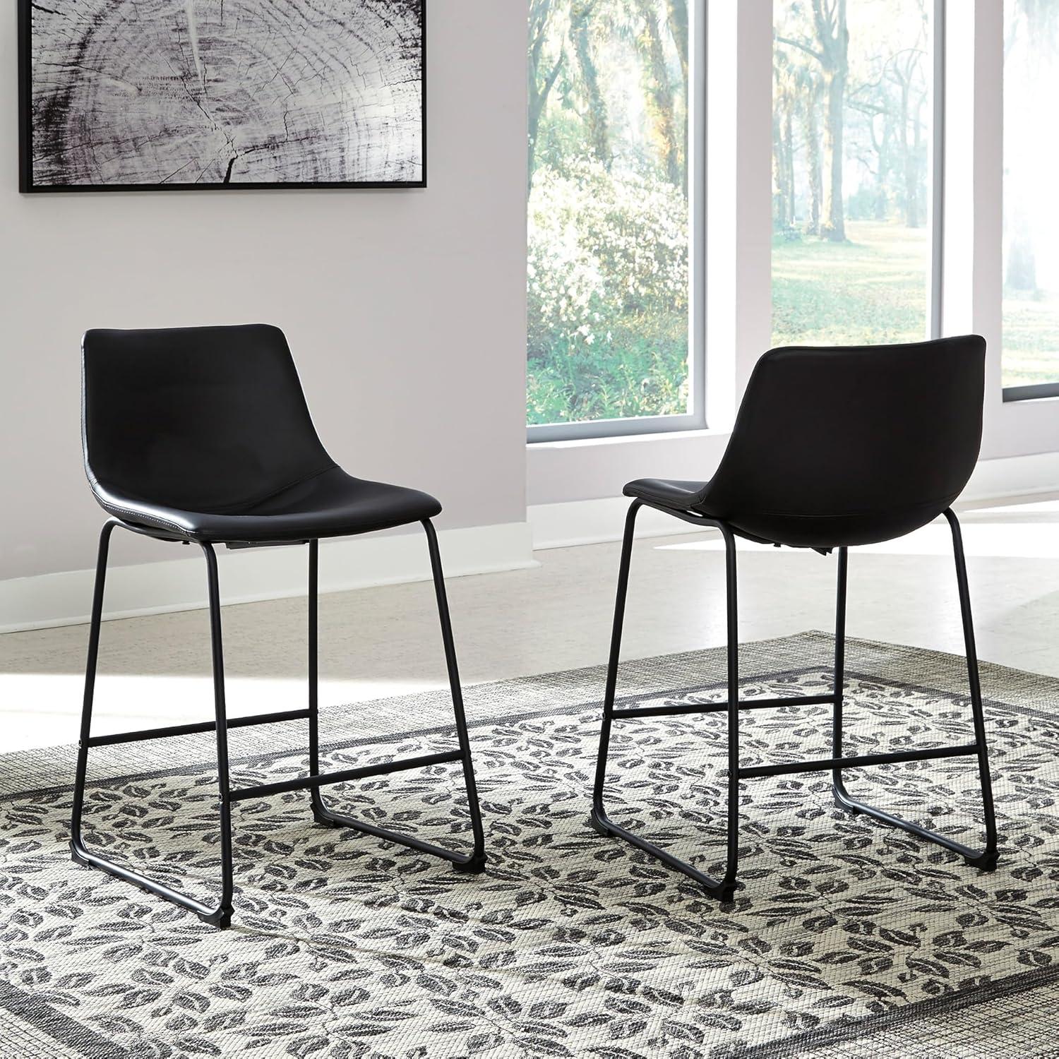 imageSignature Design by Ashley Centiar 24quot Counter Height Modern Bucket Barstool 2 Count BrownBlack