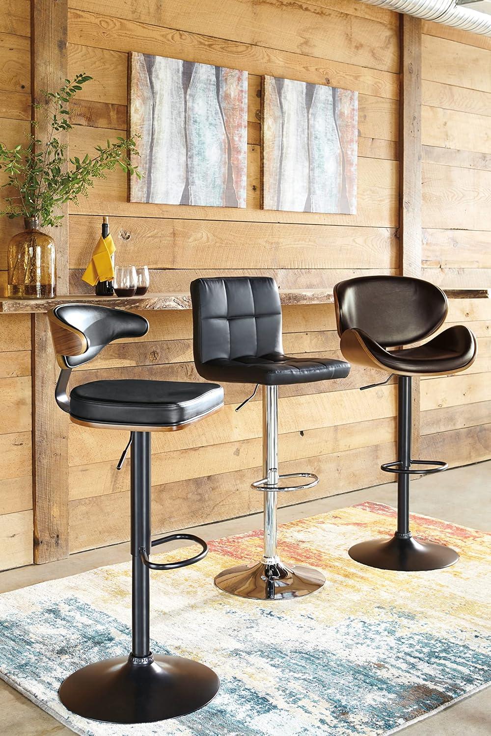 imageSignature Design by Ashley Centiar 24quot Counter Height Modern Bucket Barstool 2 Count BrownBlack