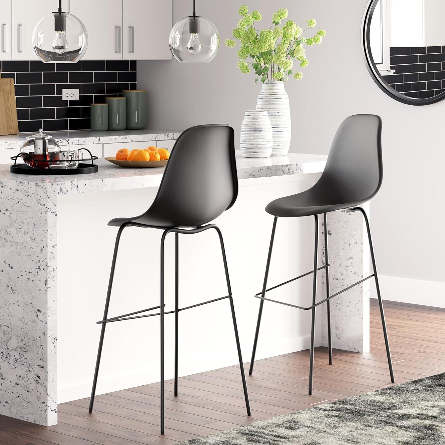 imageSignature Design by Ashley Centiar 24quot Counter Height Modern Bucket Barstool 2 Count BrownBlack