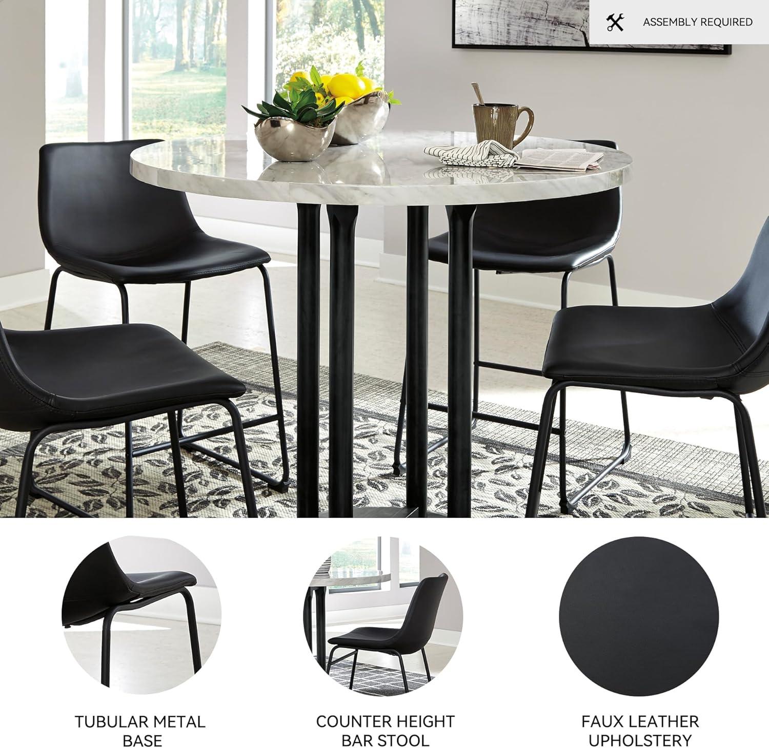 imageSignature Design by Ashley Centiar 24quot Counter Height Modern Bucket Barstool 2 Count BrownBlack