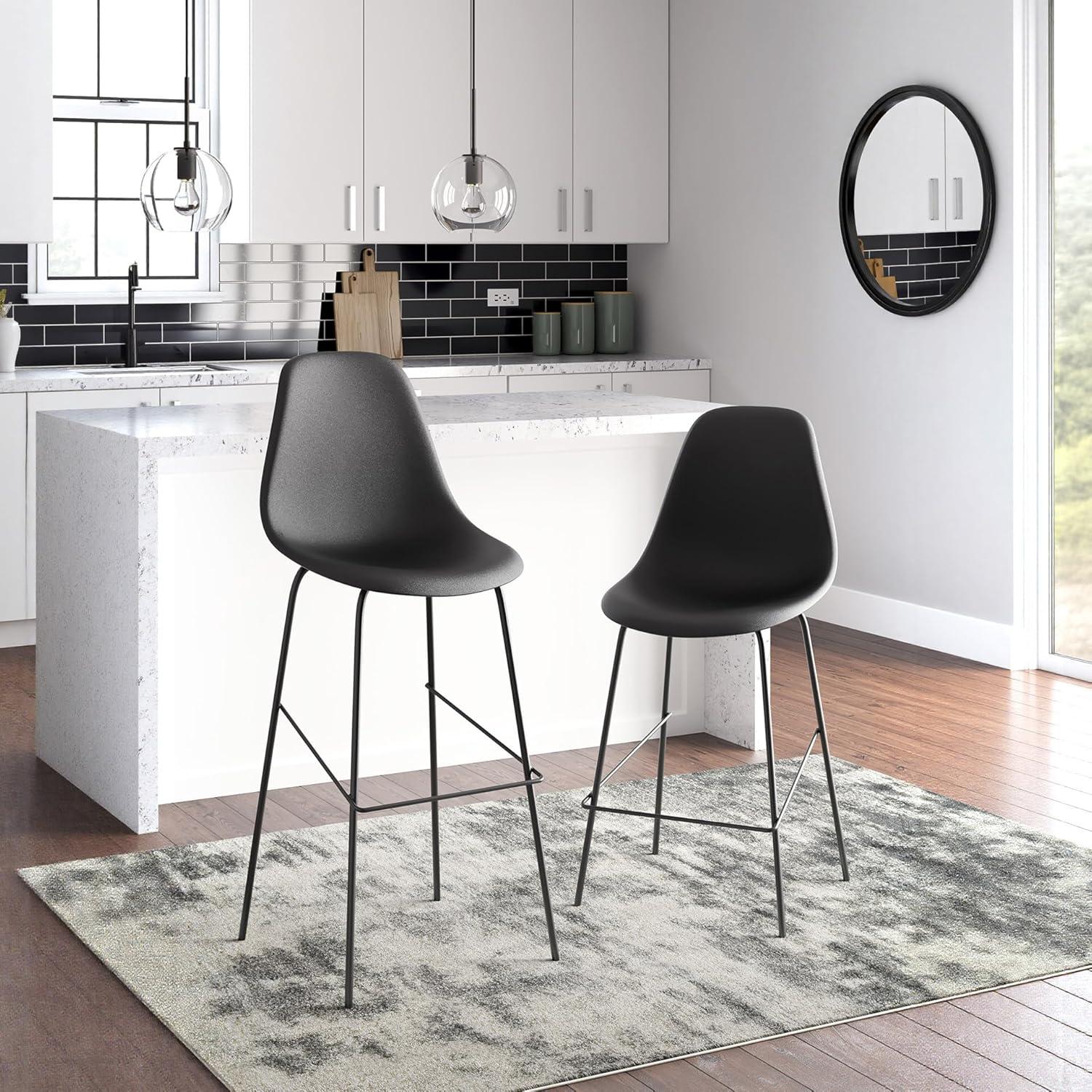 imageSignature Design by Ashley Centiar 24quot Counter Height Modern Bucket Barstool 2 Count BrownBlack