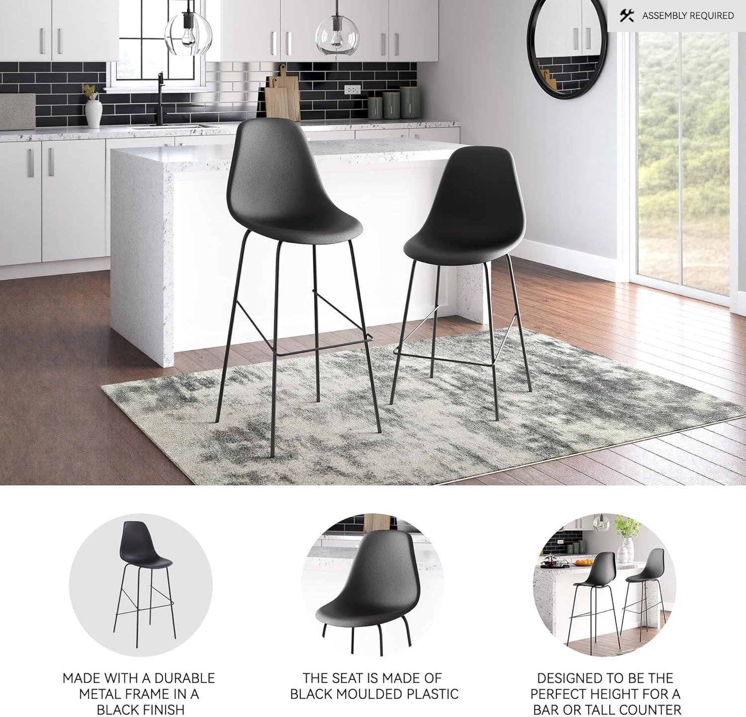 imageSignature Design by Ashley Centiar 24quot Counter Height Modern Bucket Barstool 2 Count BrownBlack