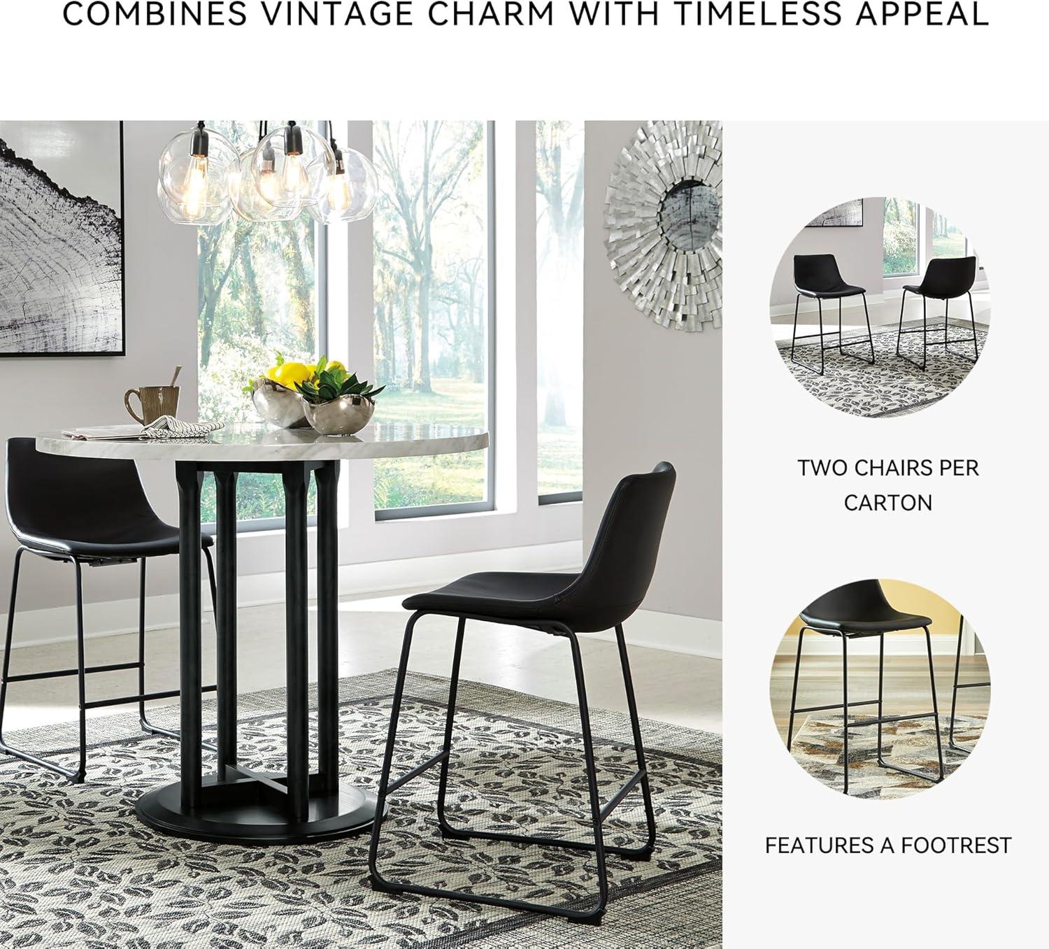 imageSignature Design by Ashley Centiar 24quot Counter Height Modern Bucket Barstool 2 Count BrownBlack