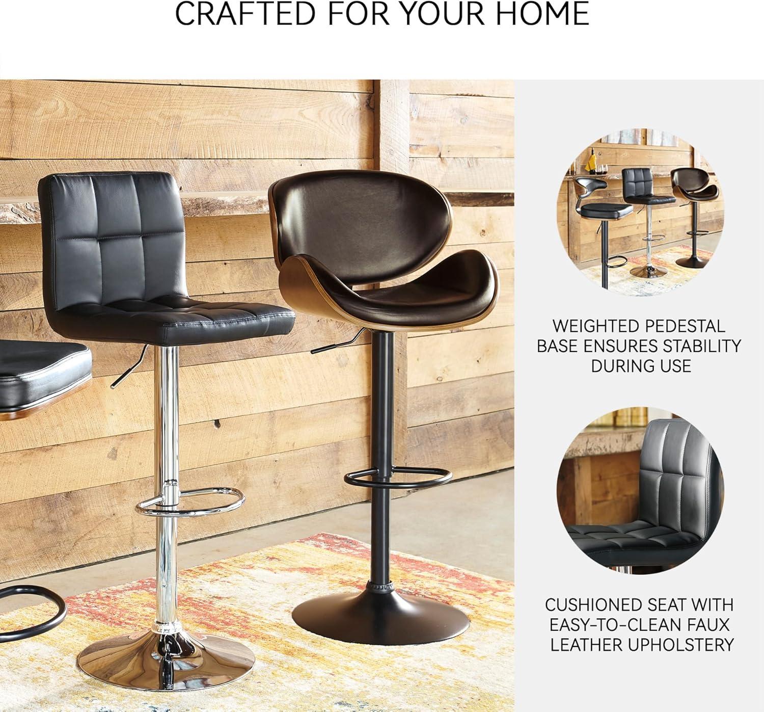 imageSignature Design by Ashley Centiar 24quot Counter Height Modern Bucket Barstool 2 Count BrownBlack