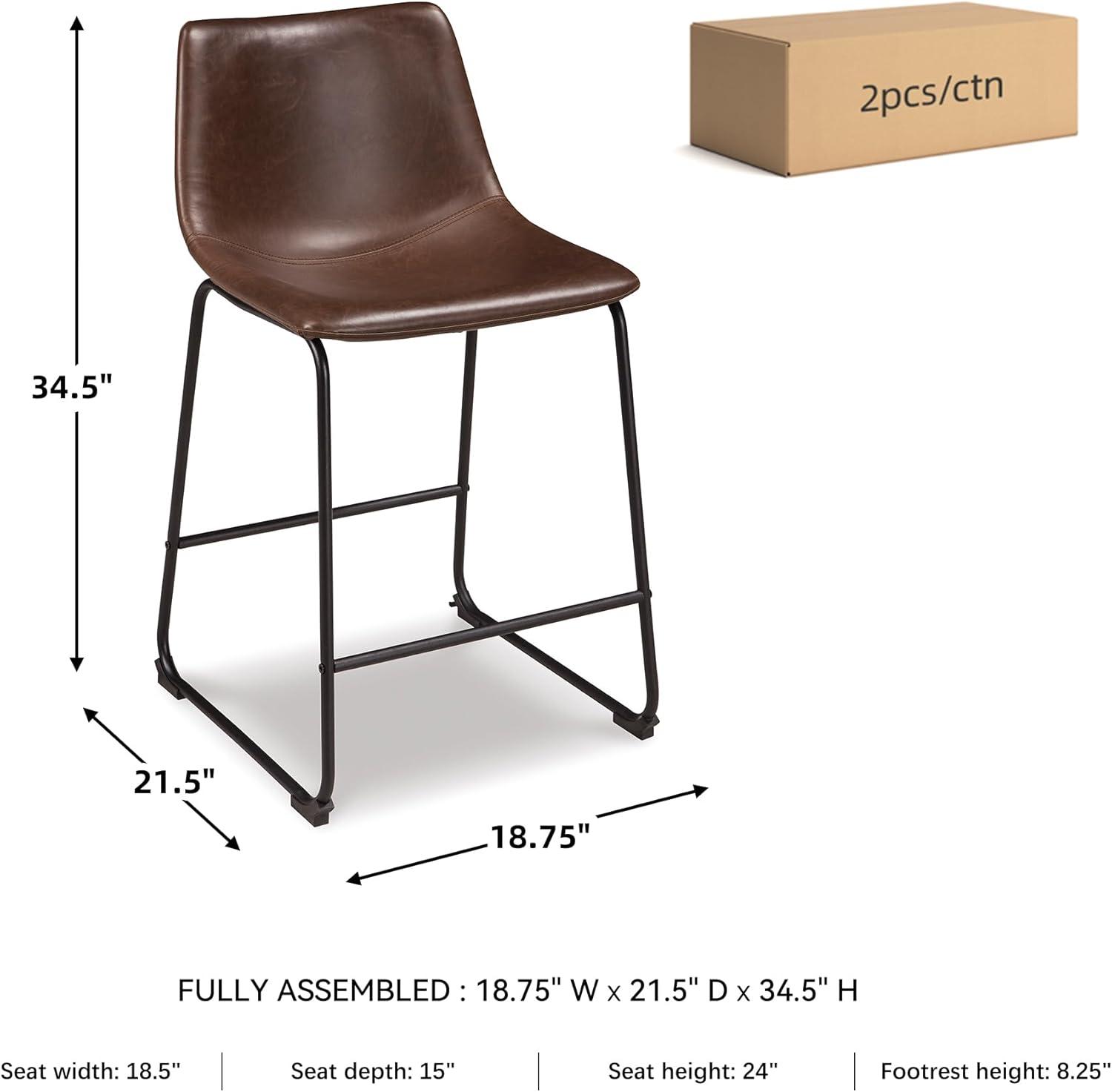 imageSignature Design by Ashley Centiar 24quot Counter Height Modern Bucket Barstool 2 Count BrownBrown