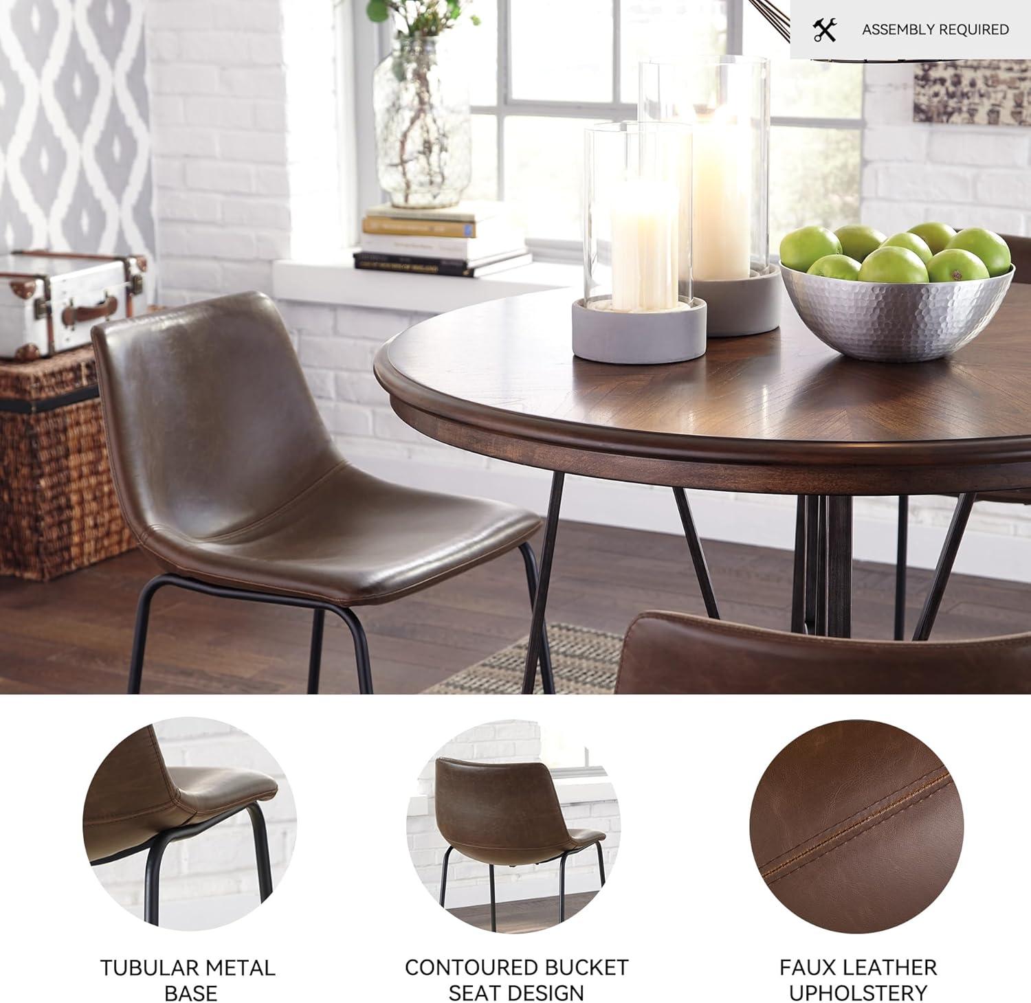 imageSignature Design by Ashley Centiar 24quot Counter Height Modern Bucket Barstool 2 Count BrownBrown