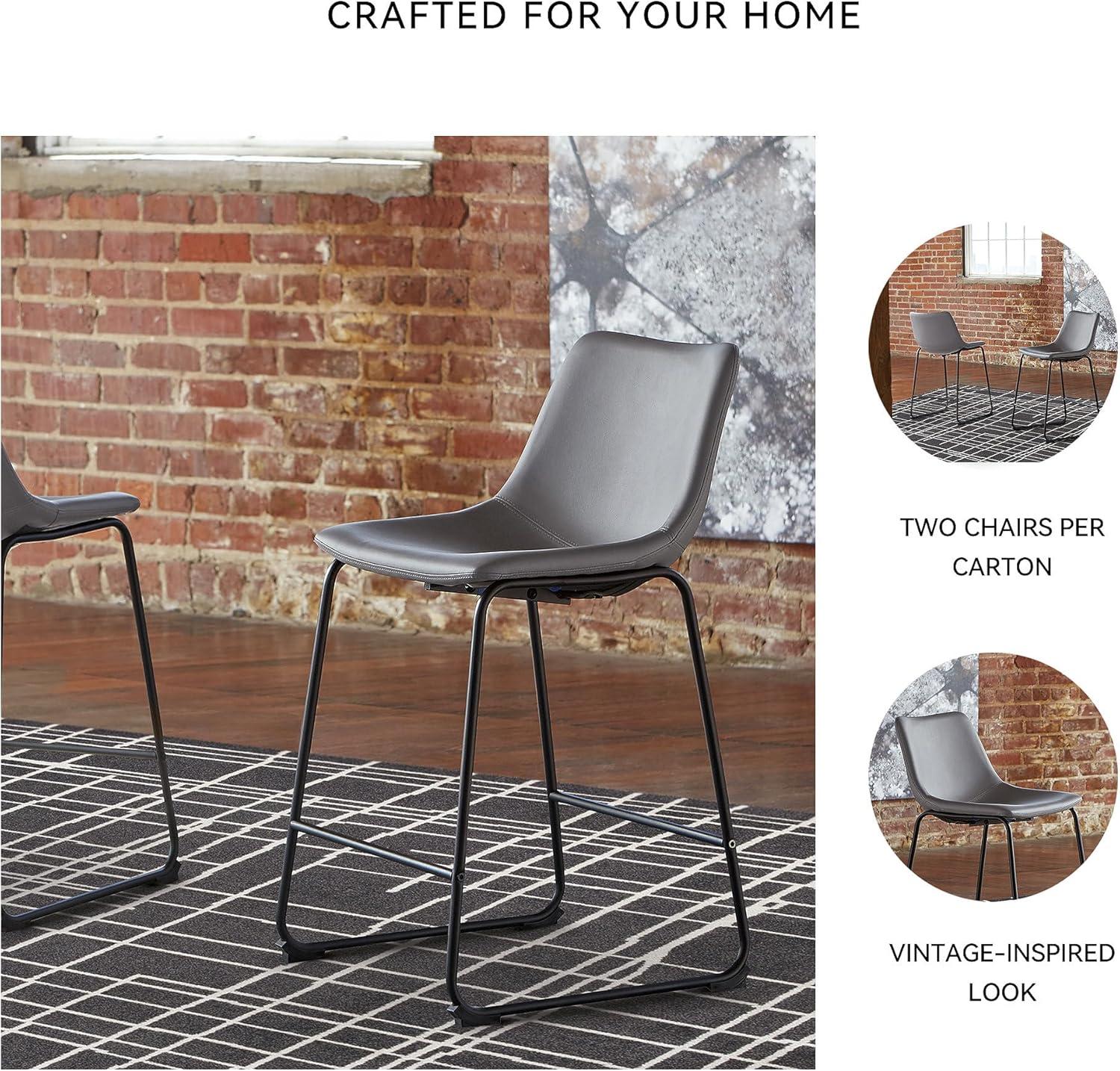 imageSignature Design by Ashley Centiar 24quot Counter Height Modern Bucket Barstool 2 Count BrownGrey