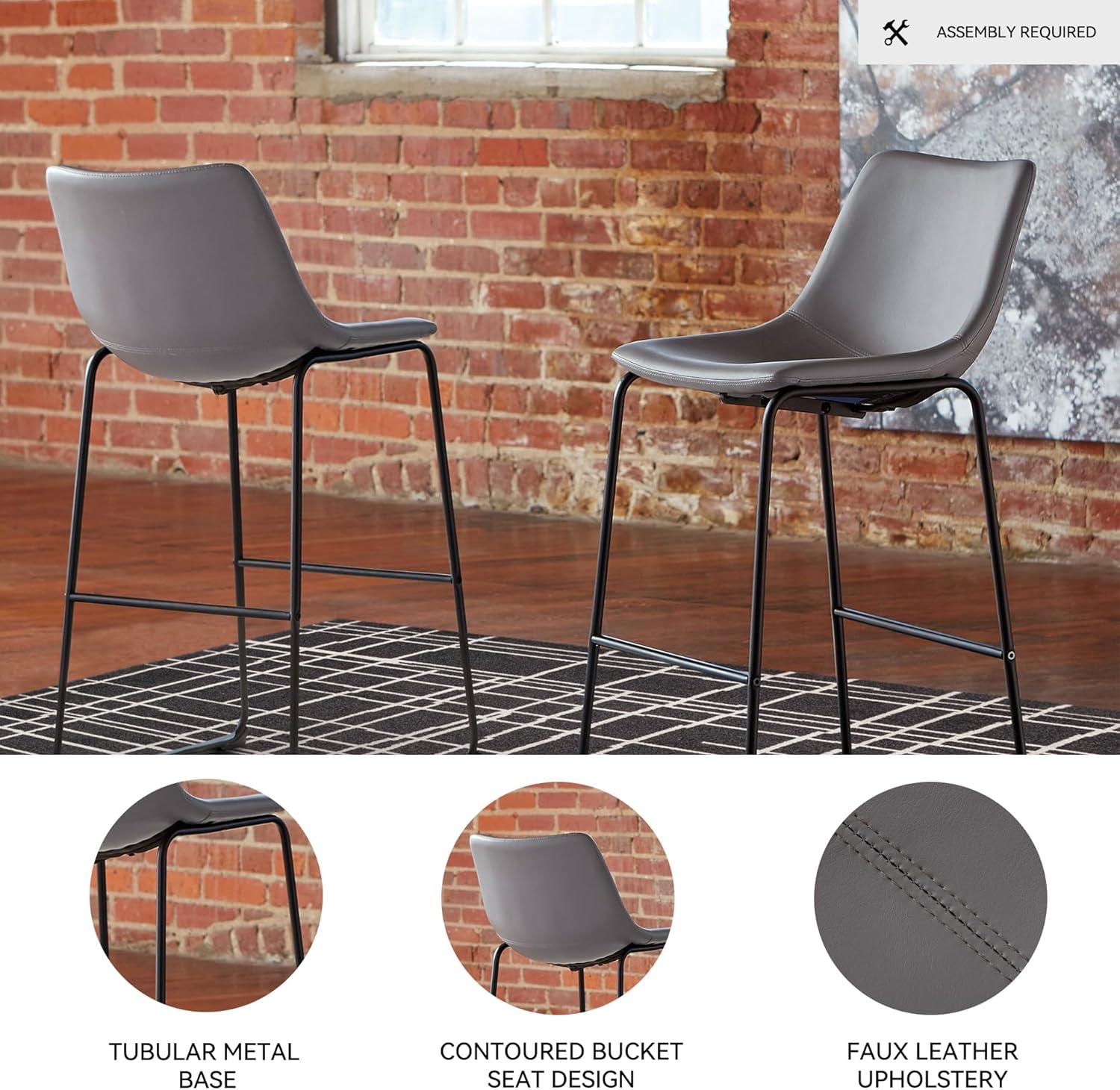 imageSignature Design by Ashley Centiar 24quot Counter Height Modern Bucket Barstool 2 Count BrownGrey
