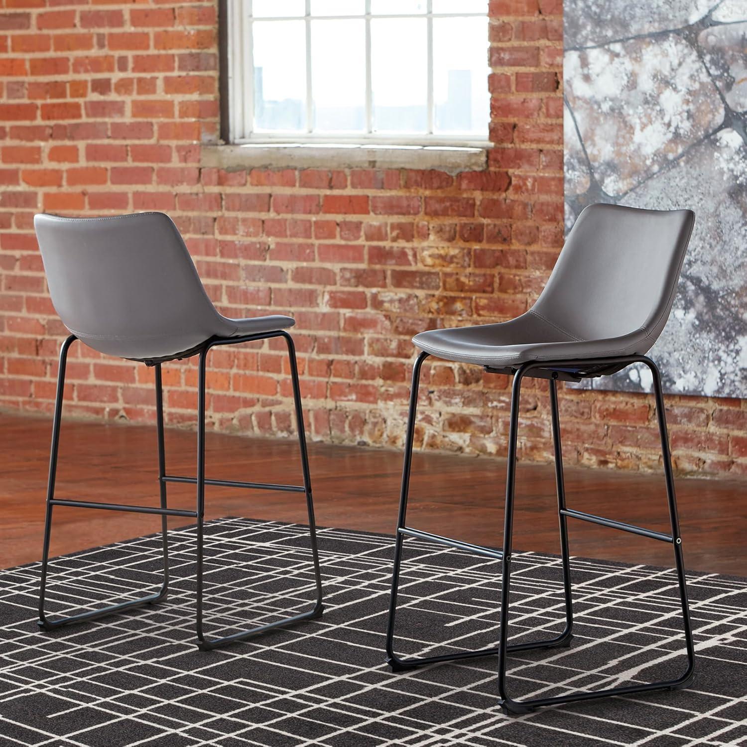 imageSignature Design by Ashley Centiar 24quot Counter Height Modern Bucket Barstool 2 Count BrownGrey