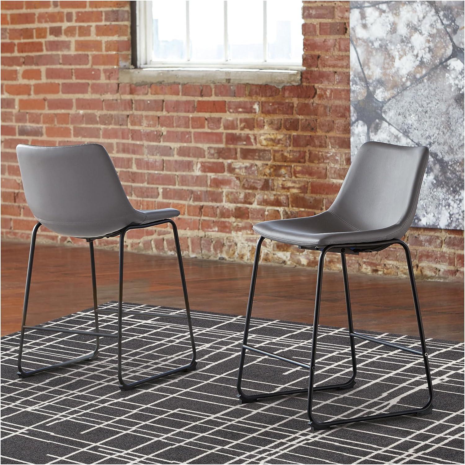 imageSignature Design by Ashley Centiar 24quot Counter Height Modern Bucket Barstool 2 Count BrownGrey