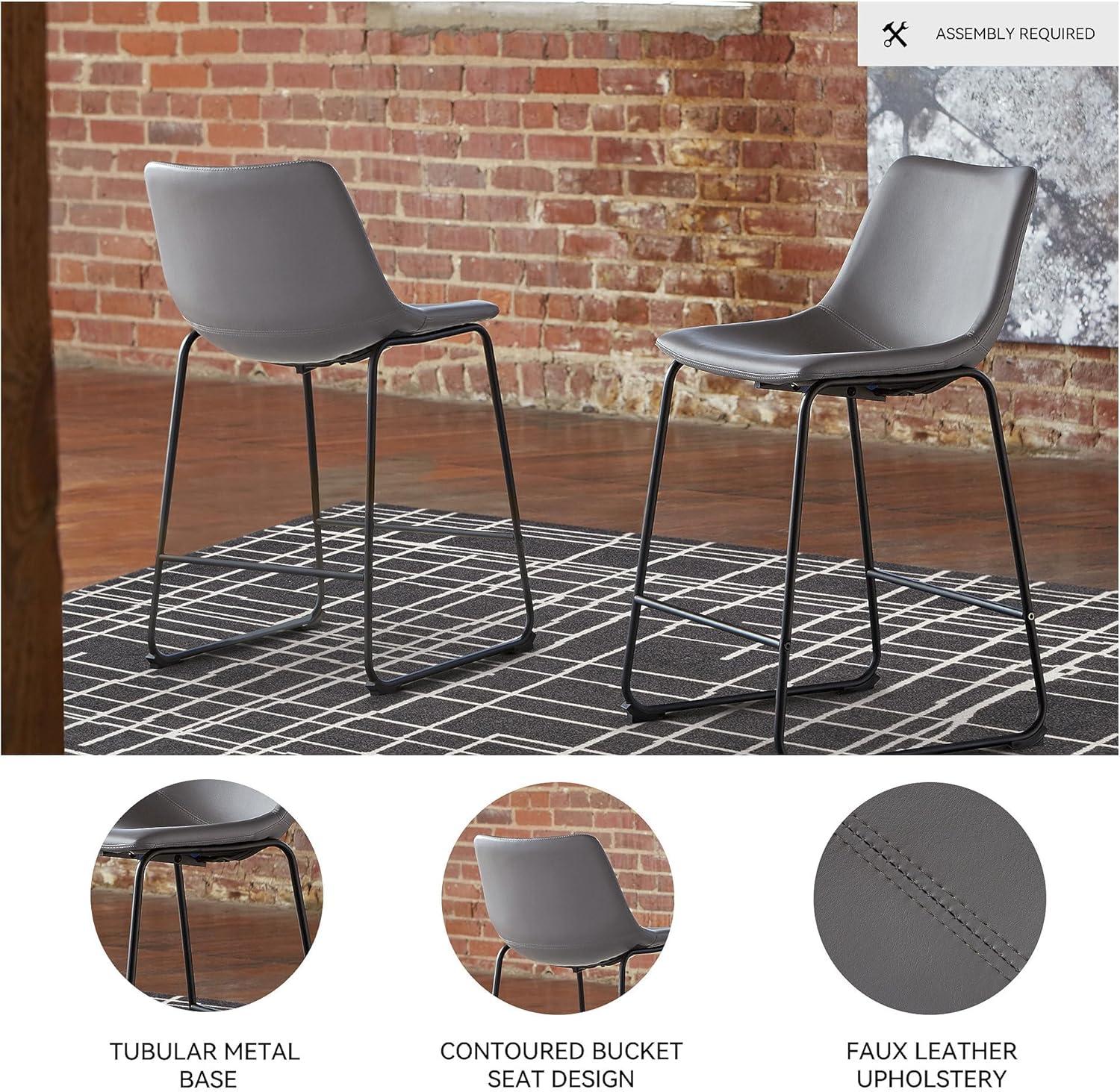 imageSignature Design by Ashley Centiar 24quot Counter Height Modern Bucket Barstool 2 Count BrownGrey