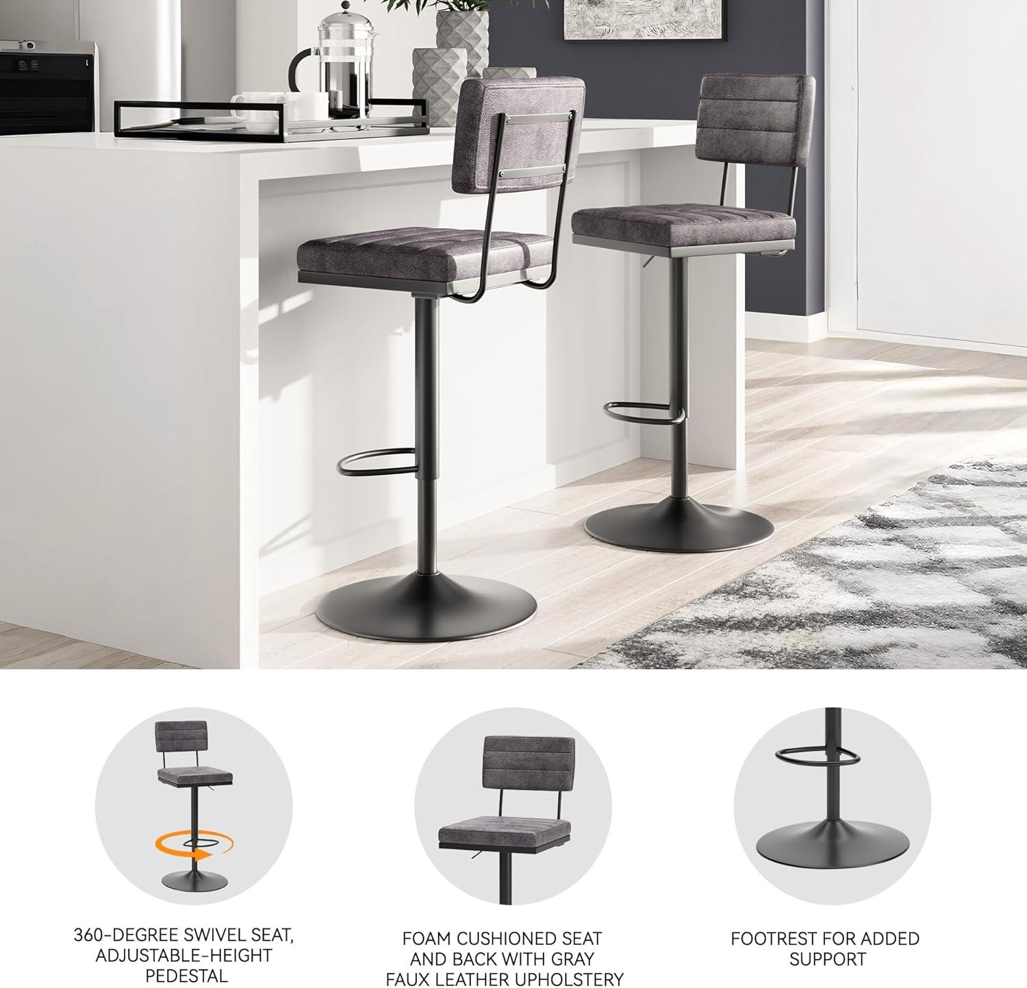 imageSignature Design by Ashley Centiar 24quot Counter Height Modern Bucket Barstool 2 Count BrownGrey