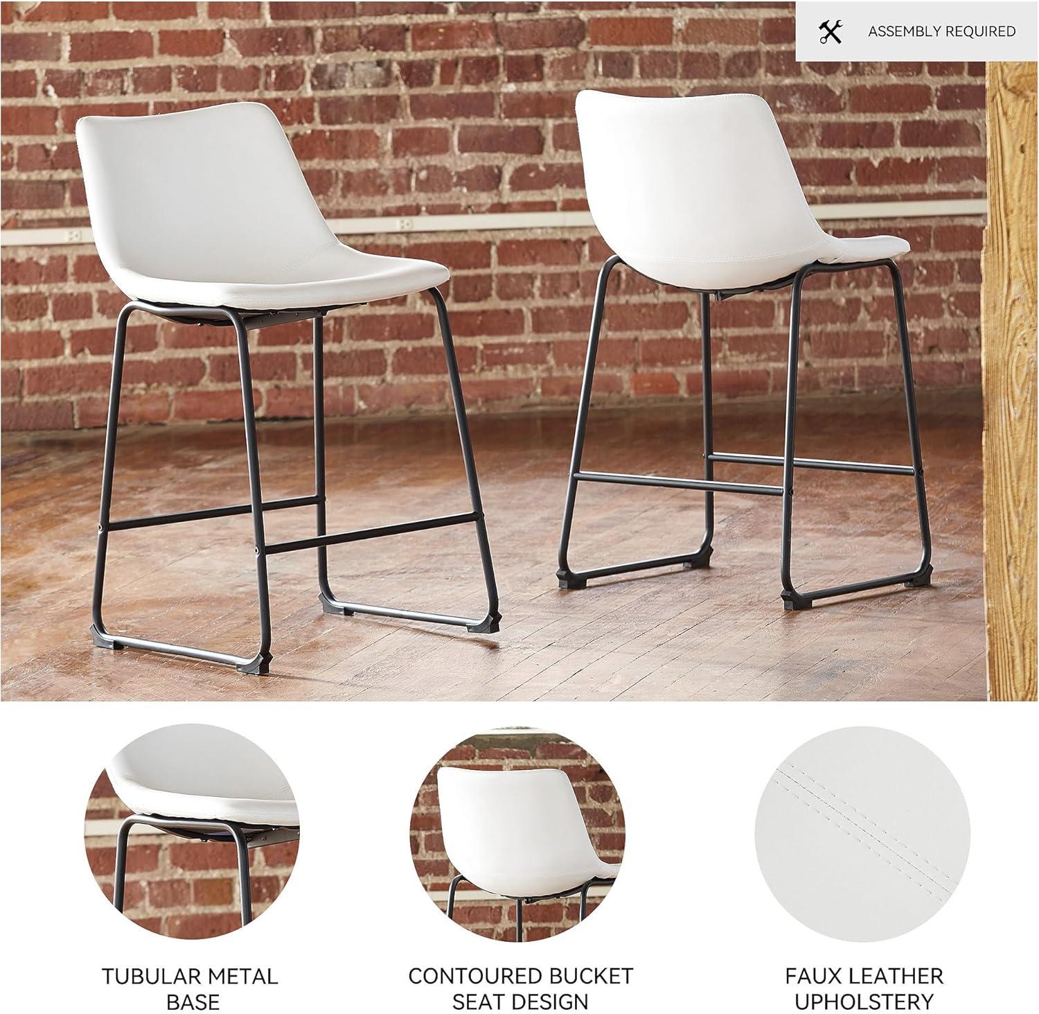 imageSignature Design by Ashley Centiar 24quot Counter Height Modern Bucket Barstool 2 Count BrownWhite