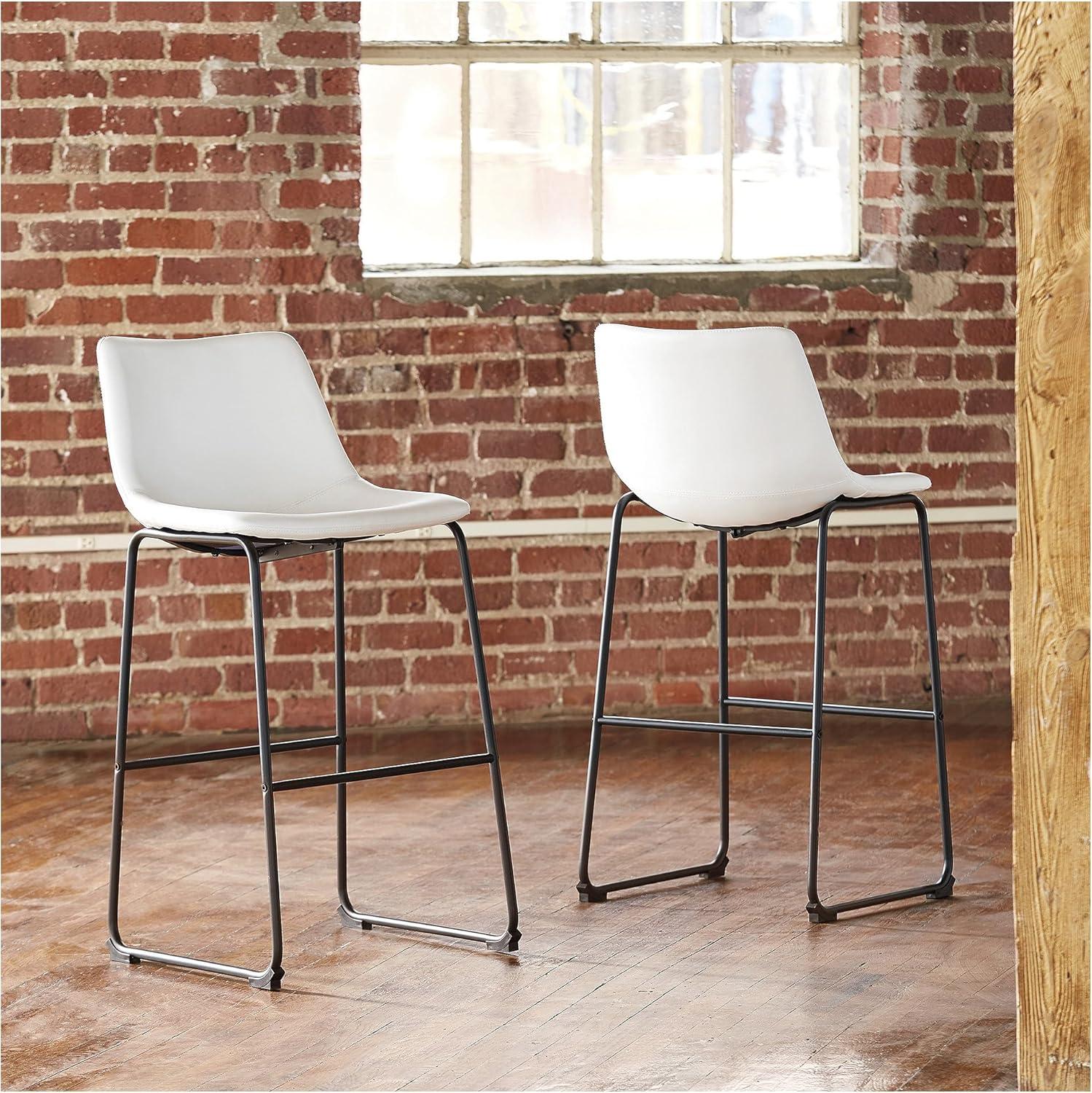 imageSignature Design by Ashley Centiar 24quot Counter Height Modern Bucket Barstool 2 Count BrownWhite