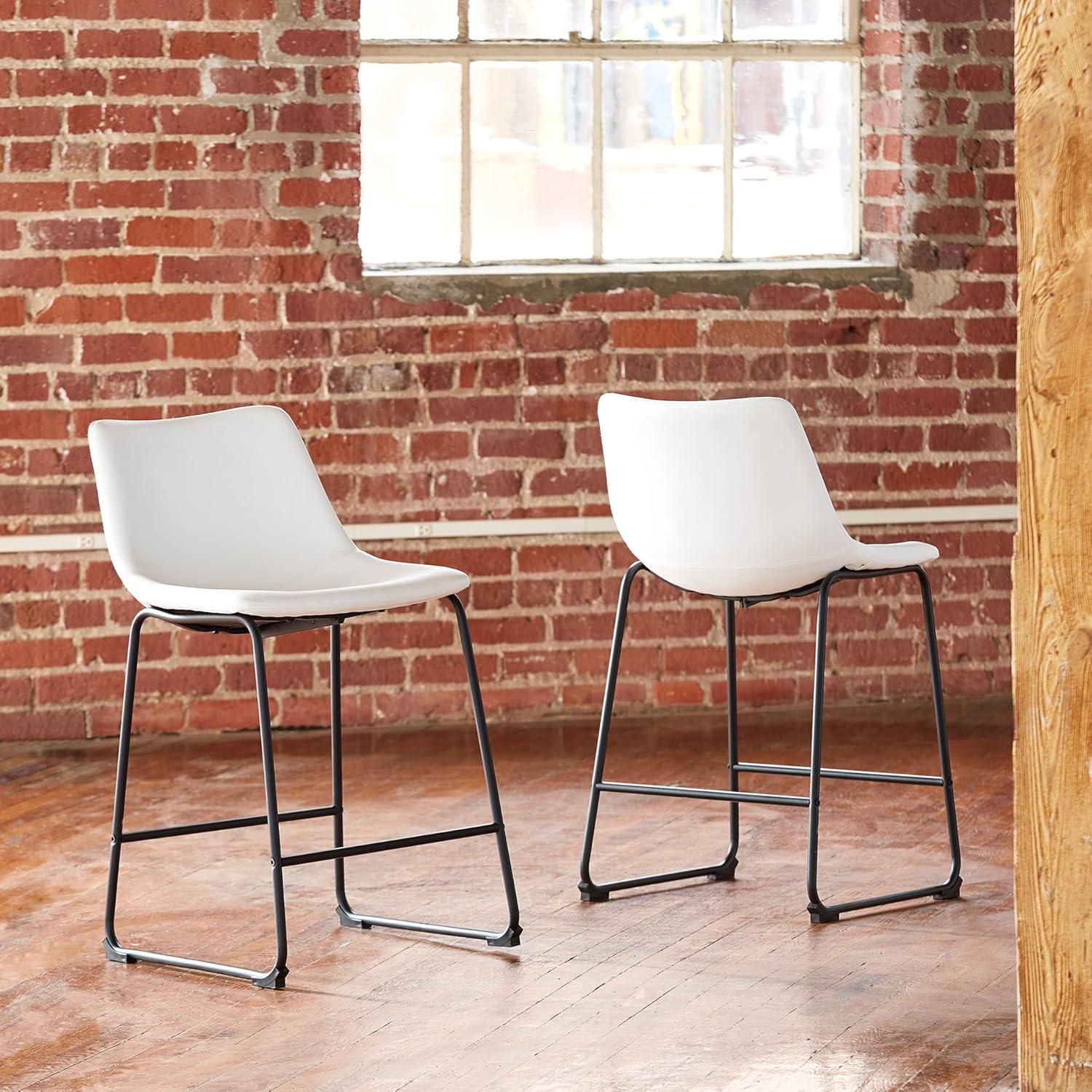 imageSignature Design by Ashley Centiar 24quot Counter Height Modern Bucket Barstool 2 Count BrownWhite