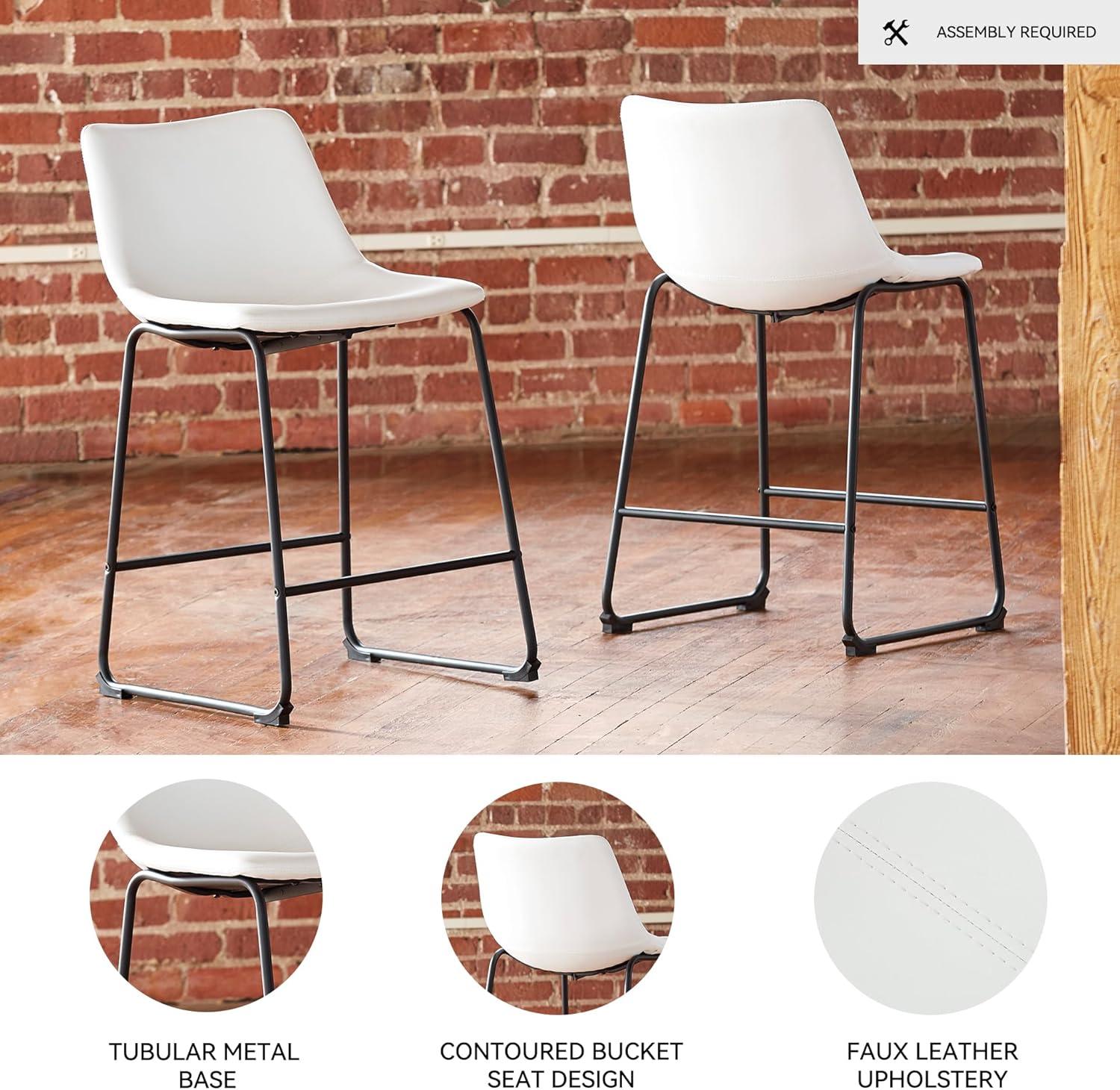 imageSignature Design by Ashley Centiar 24quot Counter Height Modern Bucket Barstool 2 Count BrownWhite