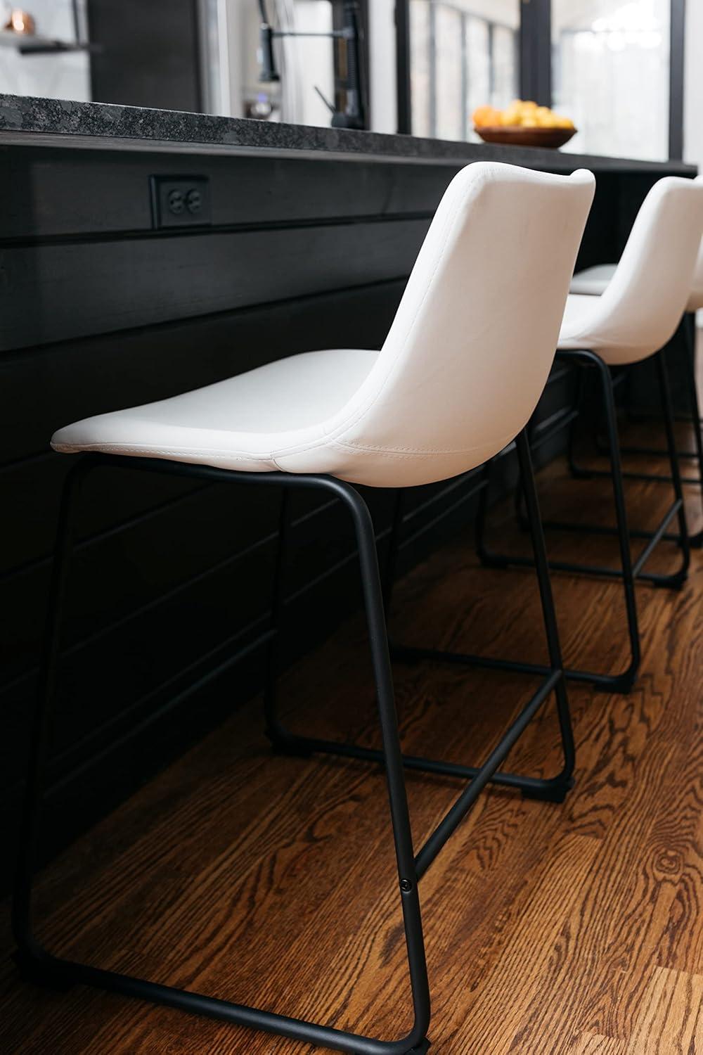 imageSignature Design by Ashley Centiar 24quot Counter Height Modern Bucket Barstool 2 Count BrownWhite