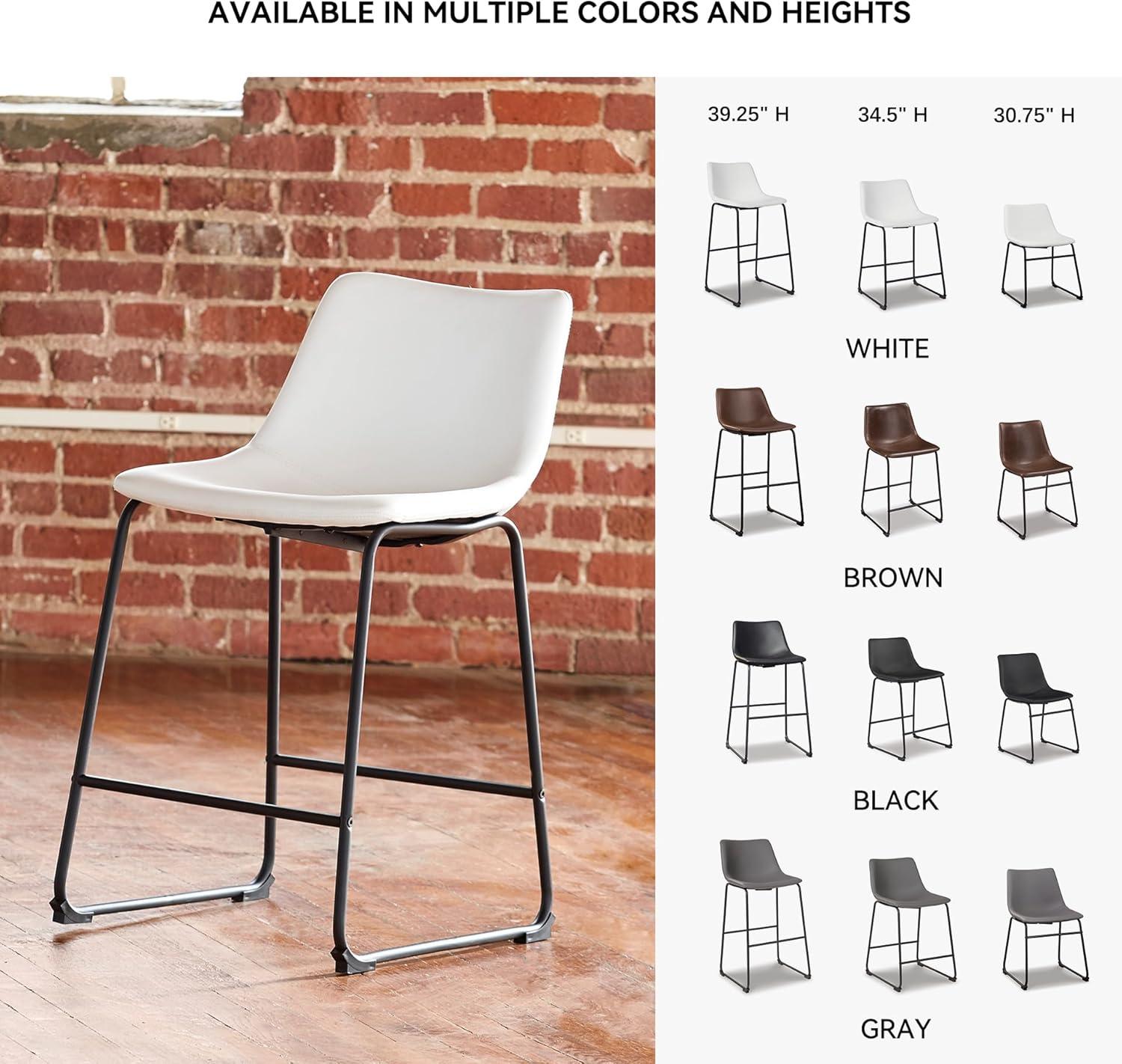 imageSignature Design by Ashley Centiar 24quot Counter Height Modern Bucket Barstool 2 Count BrownWhite