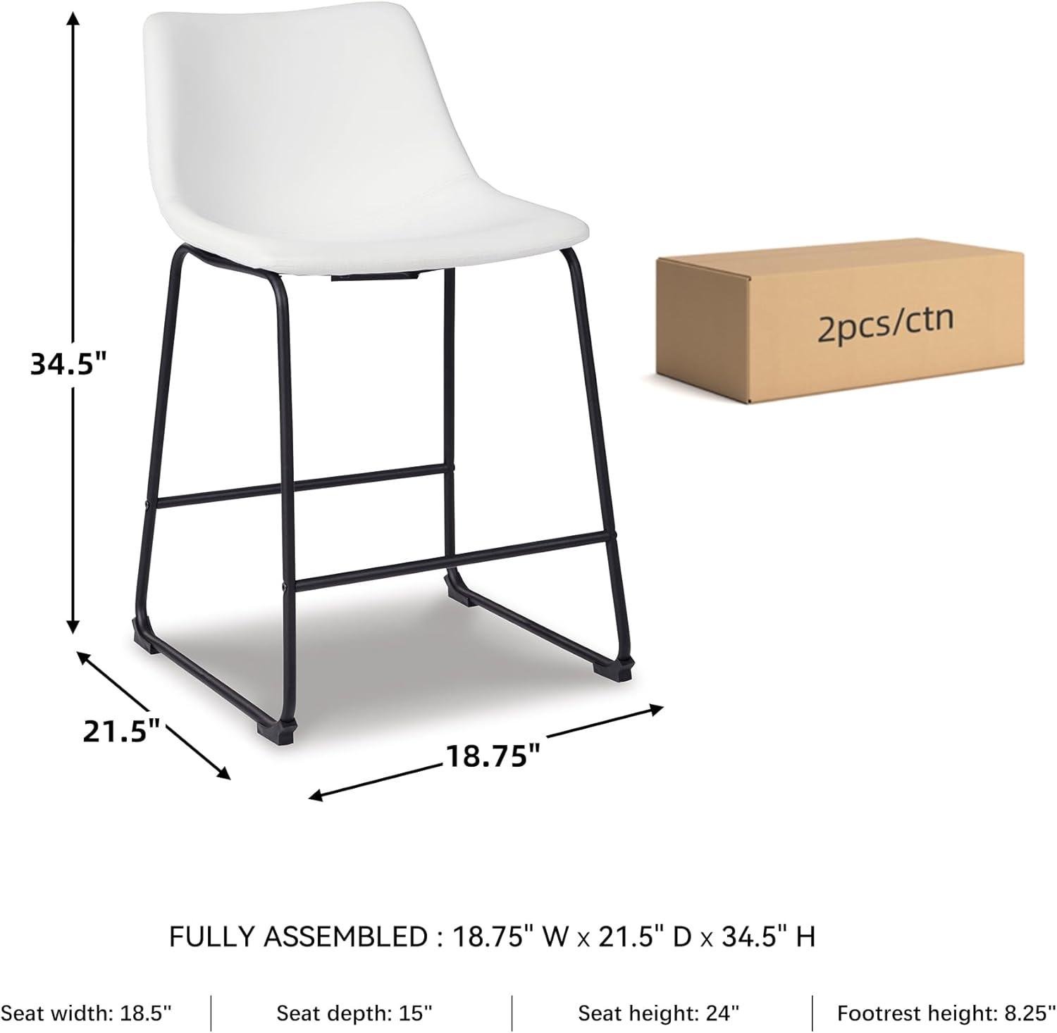 imageSignature Design by Ashley Centiar 24quot Counter Height Modern Bucket Barstool 2 Count BrownWhite